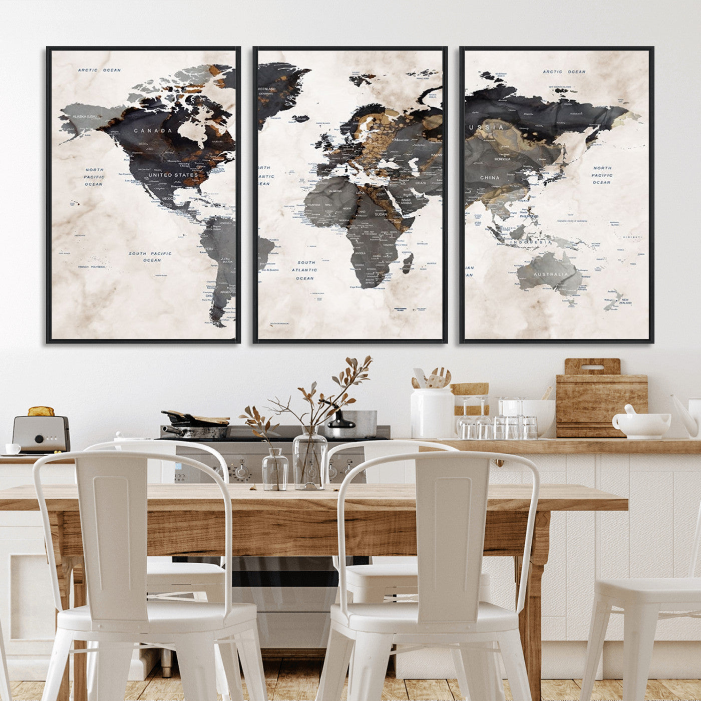 MGV-FC-60X30-3P - Push Pin World Map Canvas Print – Framed Wall Art for Couples to Track Their Travels – Anniversary