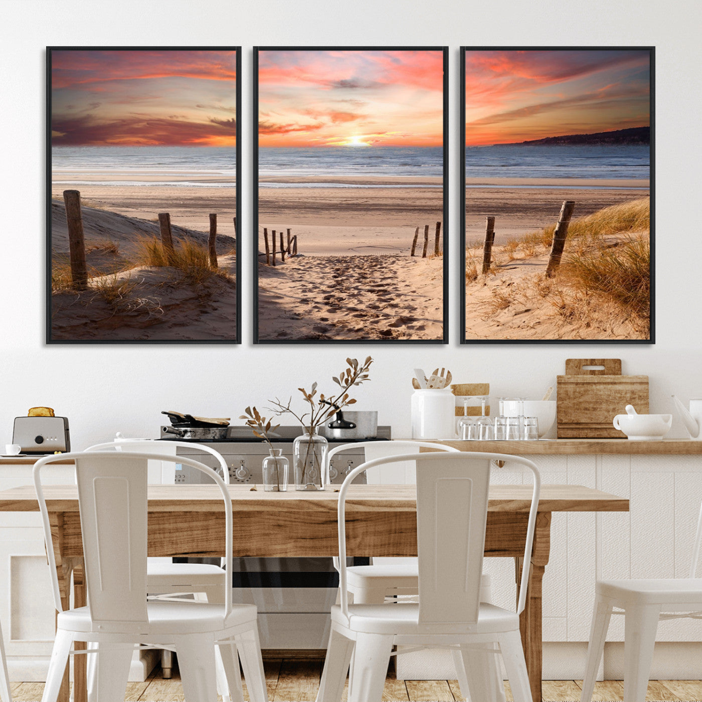 MGV-FC-60X30-3P - Sunset on the Sea Wall Art Canvas Print
