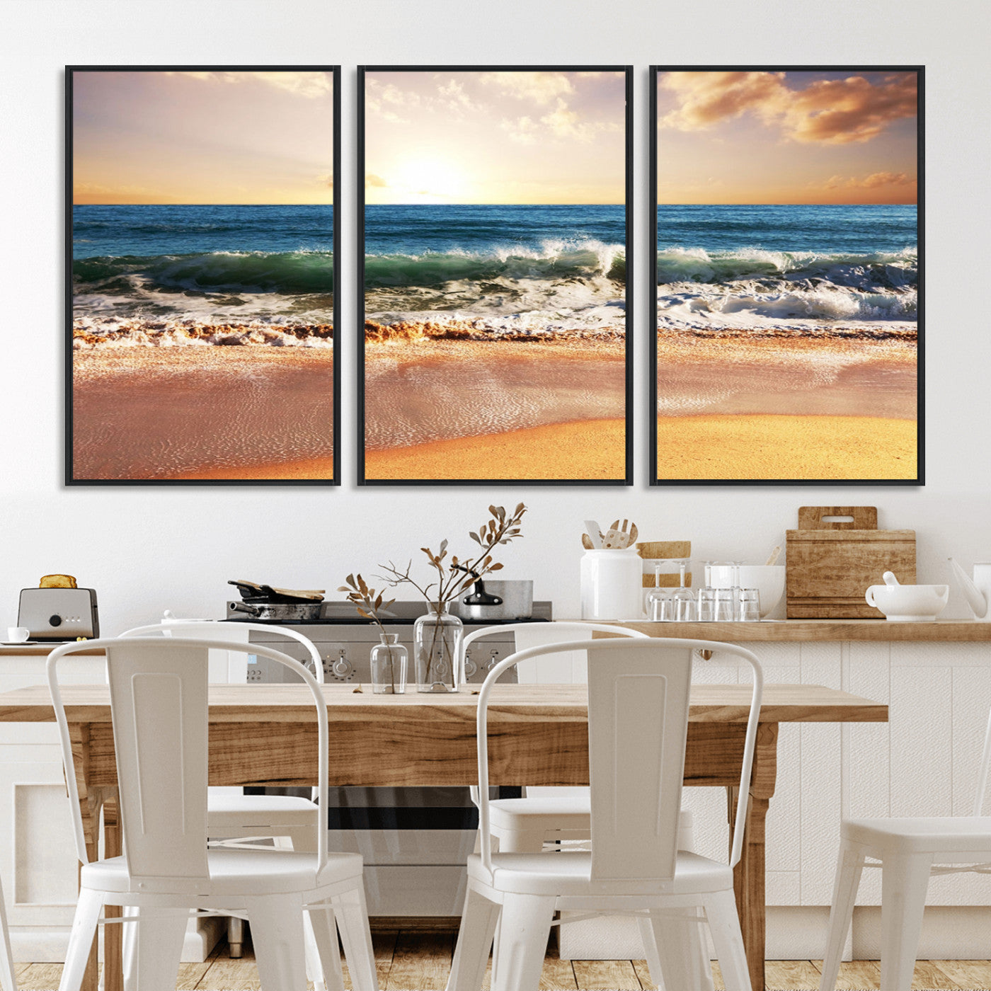 MGV-FC-60X30-3P - Serene Beach Path Canvas Art, Giclee Canvas Print with Gallery Wrap, Coastal Sand Dunes Wall Art Featuring Canon Print Quality