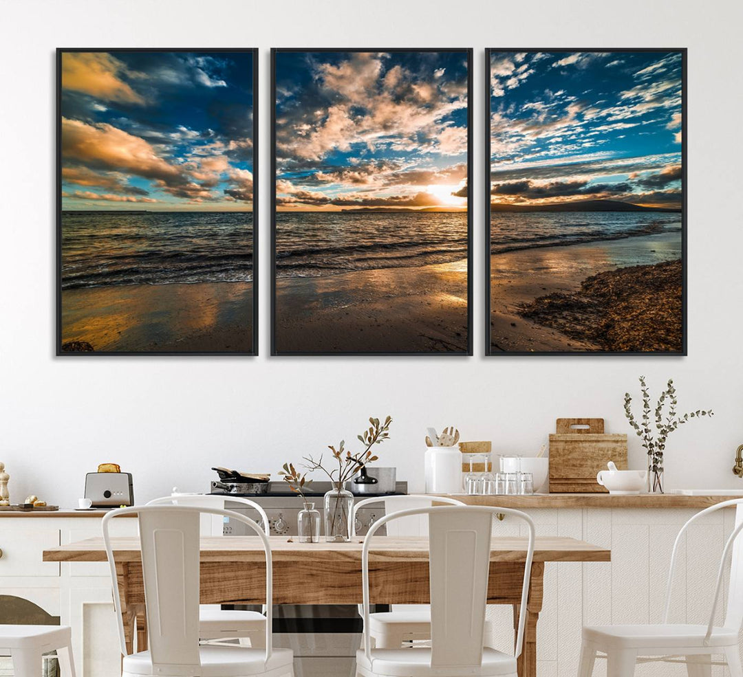 Beach Wall Art - Ocean Sunset Canvas.