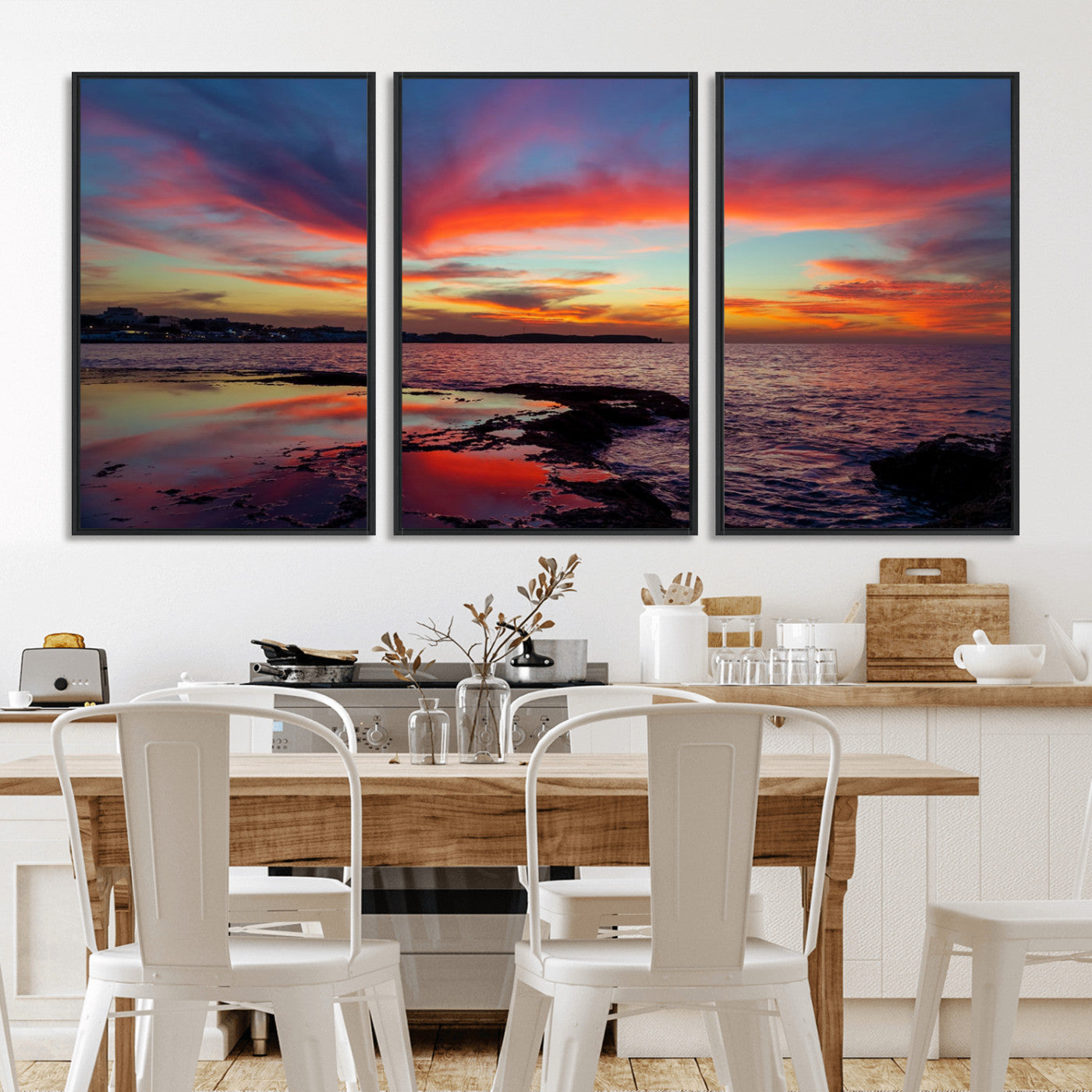 MGV-FC-60X30-3P - Glorious Sunset on The Beach Wall Art Canvas Print
