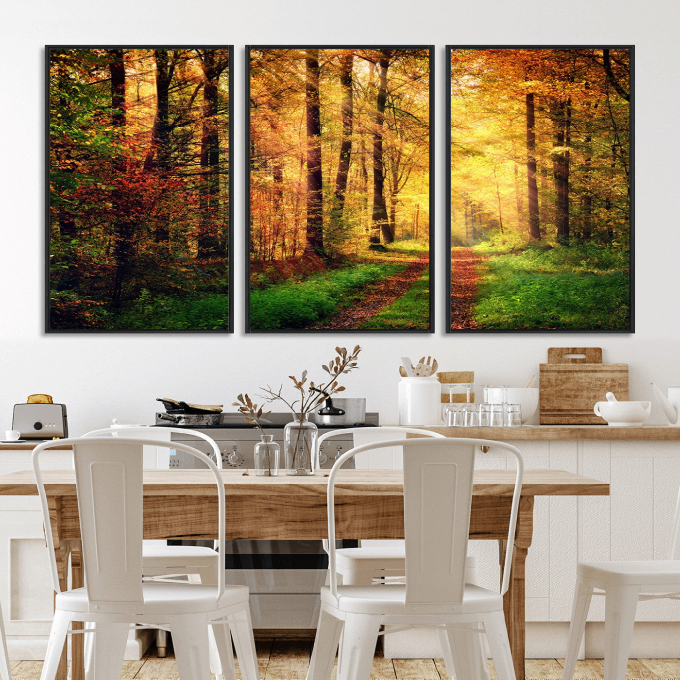 MGV-FC-60X30-3P - Forest Fall Wall Art Print - Sunlight Through Trees Wall Art Canvas Print