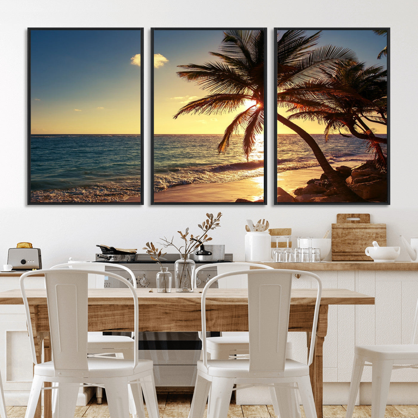 MGV-FC-60X30-3P - Sunset Palm Trees Wall Art Canvas Print