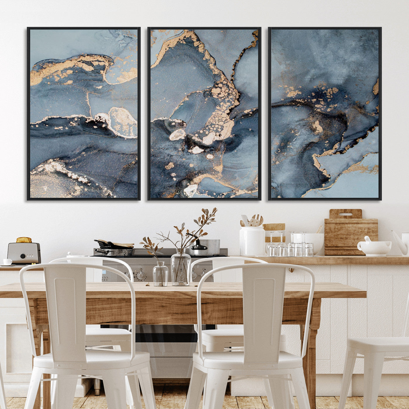 MGV-FC-60X30-3P - Multipanel Marble Fluid Effect Wall Art Abstract Canvas Wall Art Print
