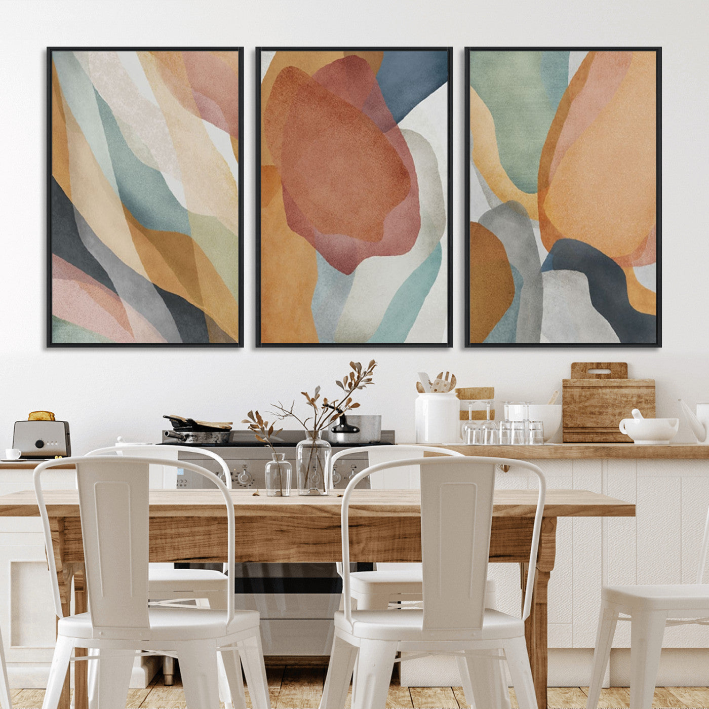MGV-FC-60X30-3P - Boho Wall Art Canvas Print Set, Watercolor Boho Wall Art Canvas