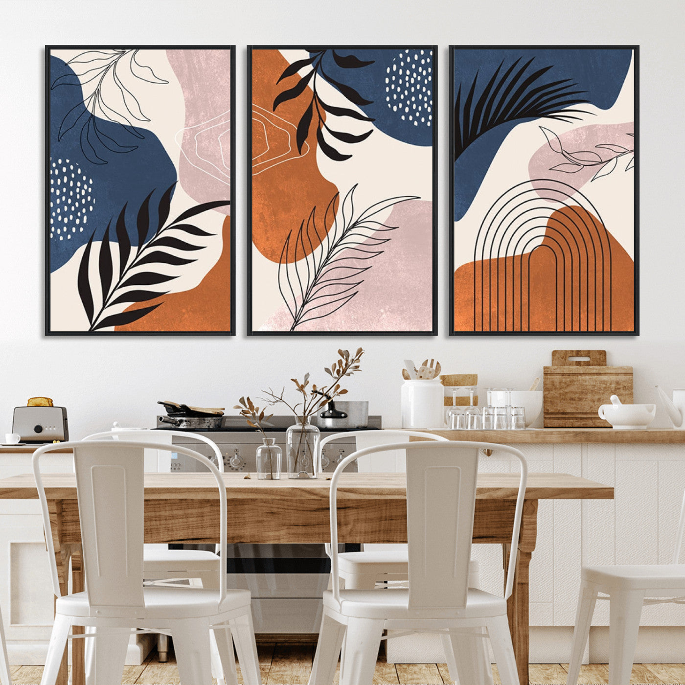 MGV-FC-60X30-3P - Boho Wall Art Canvas Print Set Mid-Century Prints Bohemian Wall Artwork Prints Boho Neutral,