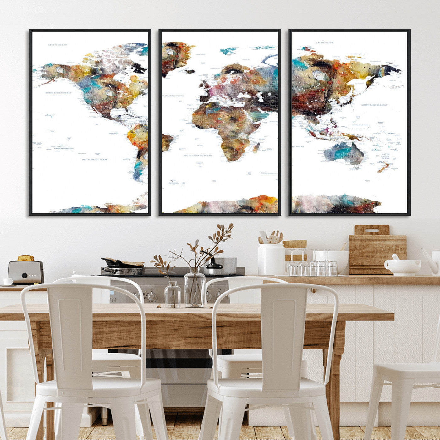 MGV-FC-60X30-3P - Push Pin World Map Canvas Print – Framed Wall Art for Couples to Track Their Travels – Anniversary