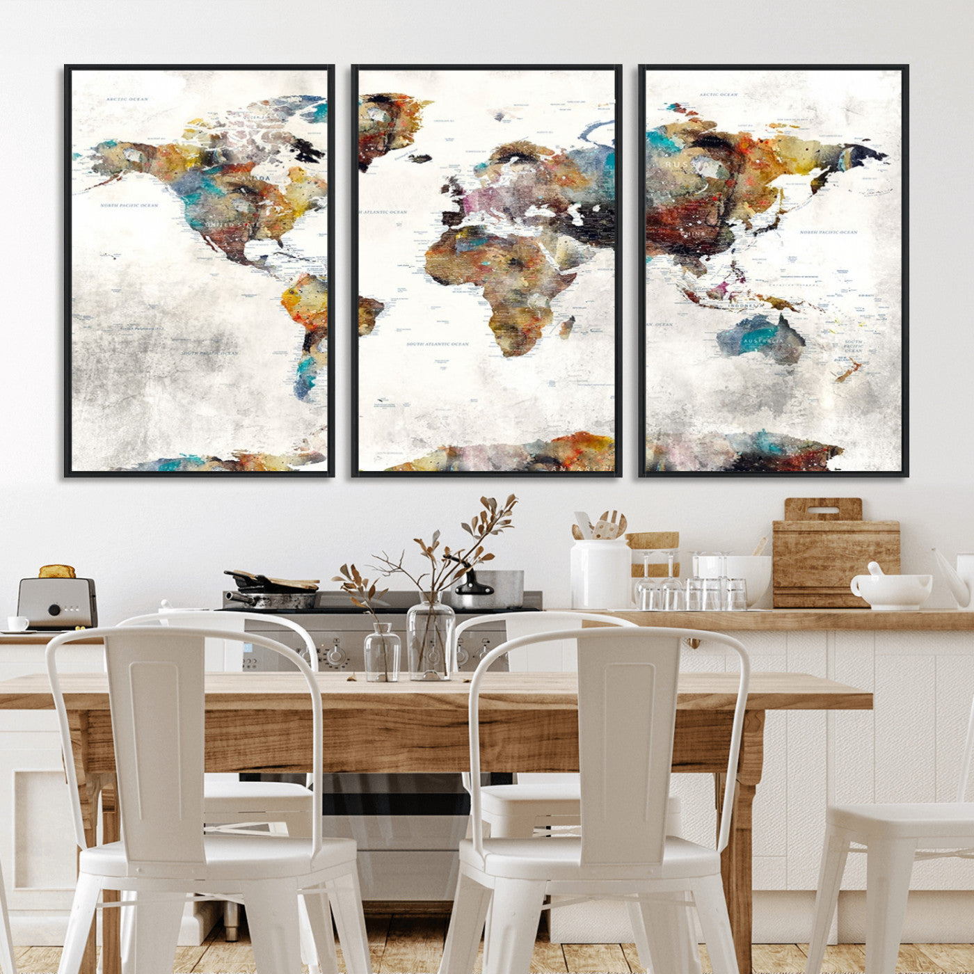 MGV-FC-60X30-3P - Push Pin World Map Canvas Print – Framed Wall Art for Couples to Track Their Travels – Anniversary