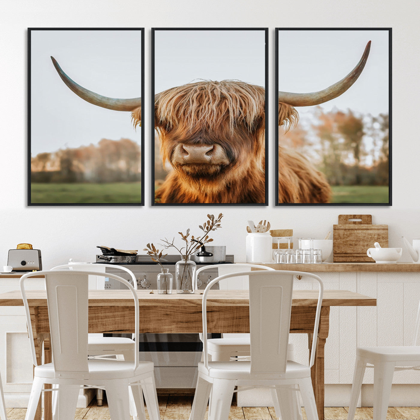 MGV-FC-60X30-3P - Highland Cow Animal Scottish Cattle Art Print Farmhouse Wall Art Canvas Print