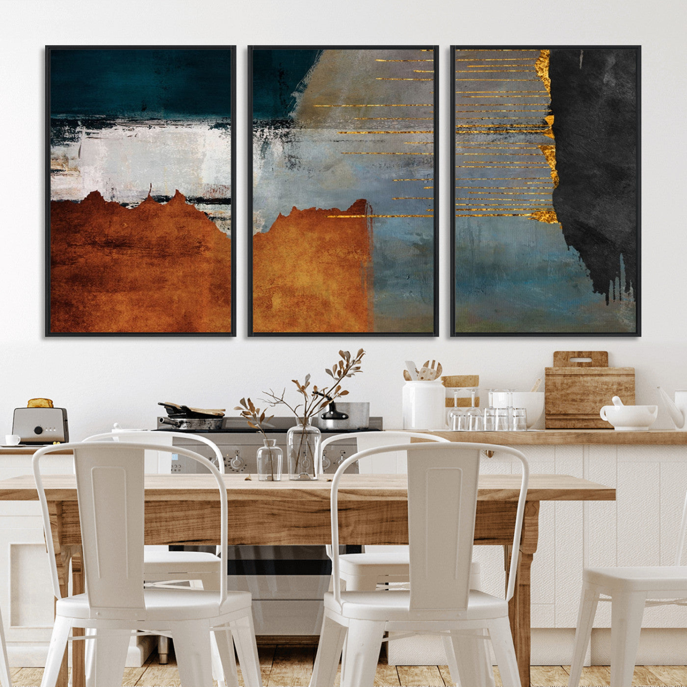 MGV-FC-60X30-3P - Modern Abstract Canvas Art Canvas Print - Framed and Ready to Hang Artwork for Contemporary Living Room or Office Decor
