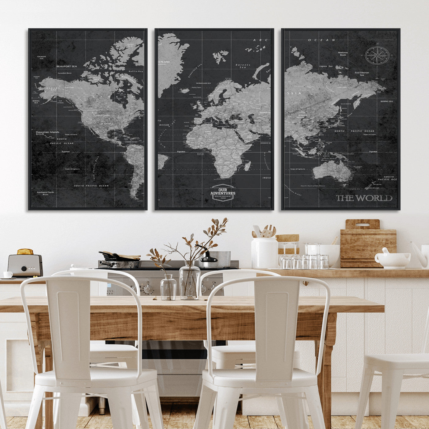 MGV-FC-60X30-3P - Push Pin World Map Canvas Print – Framed Wall Art for Couples to Track Their Travels – Anniversary