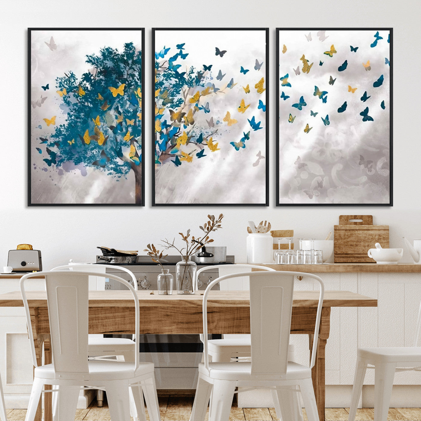 MGV-FC-60X30-3P - Tree Butterfly Abstract Tree and Butterfly Wall Art Canvas Print