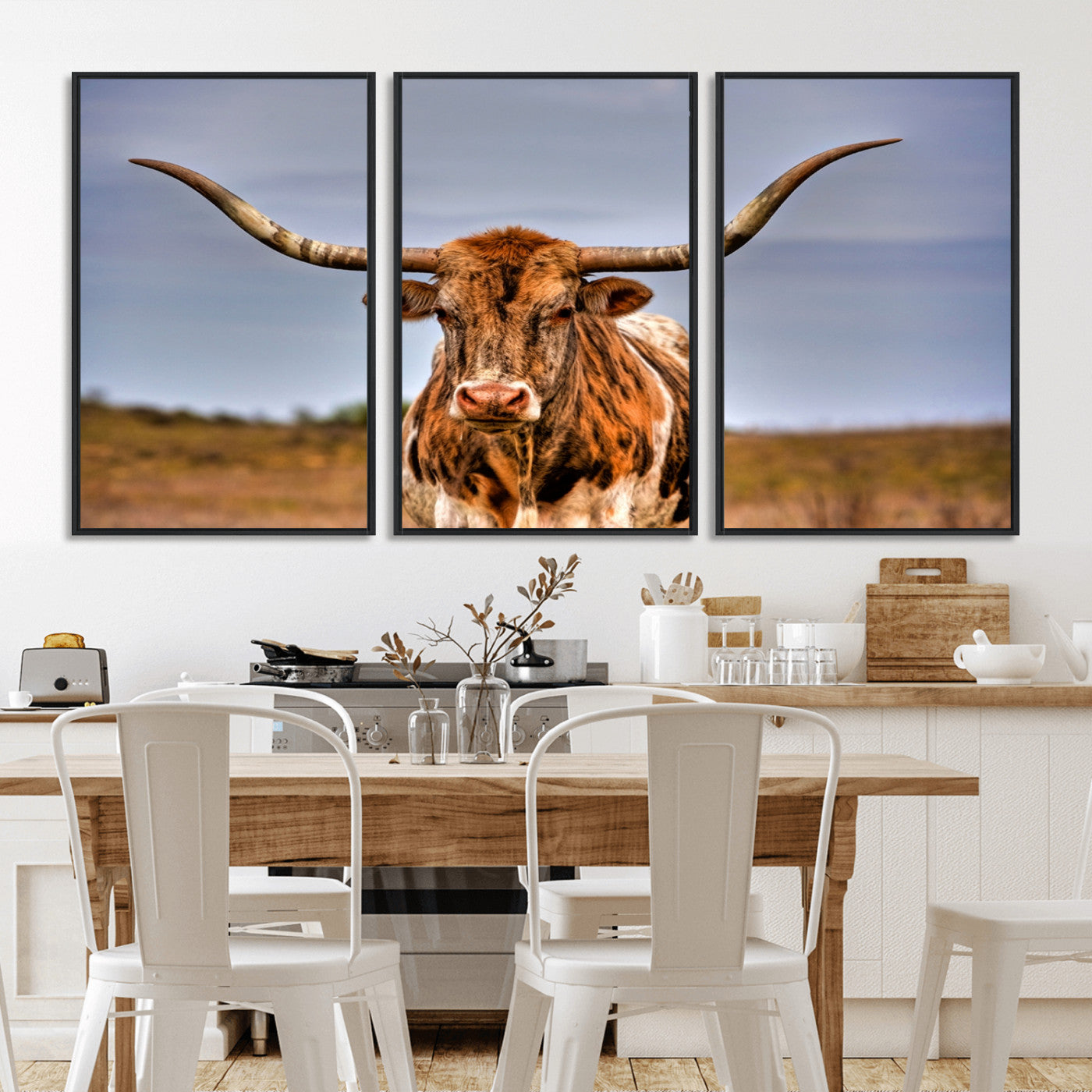 MGV-FC-60X30-3P - Texas Longhorn Wall Art Print