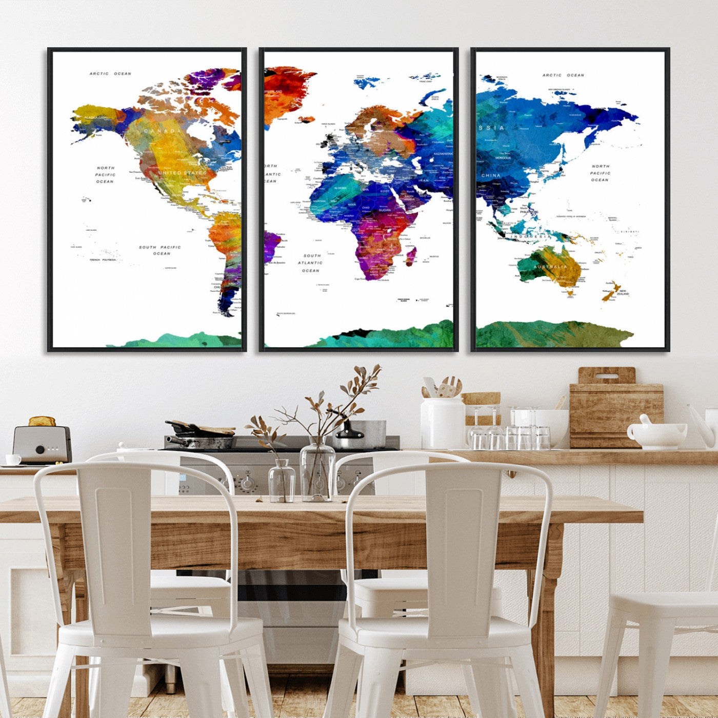 -Push Pin World Map Canvas Print – Framed Wall Art for Couples to Track Their Travels – Anniversary