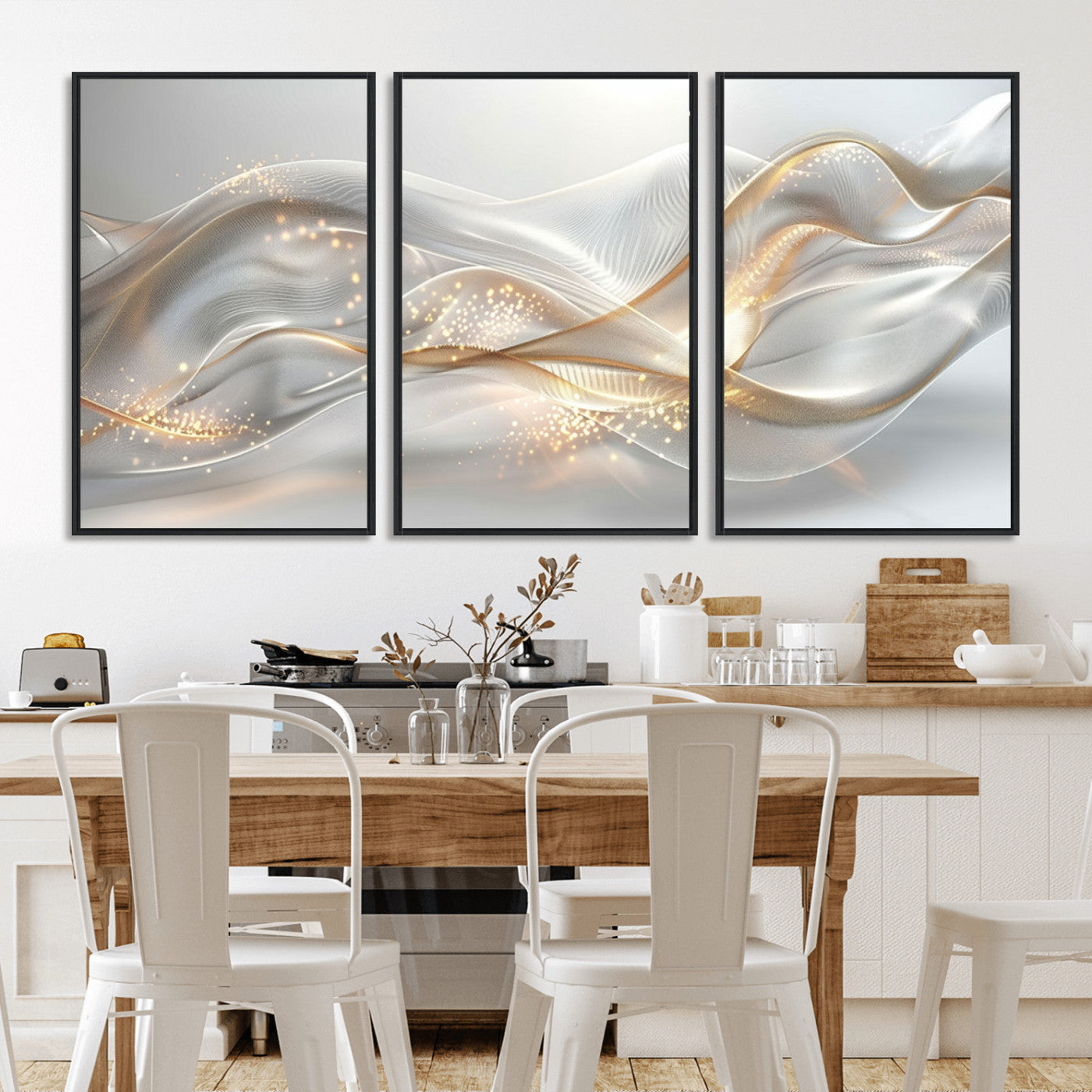 -Abstract art Grey and Gold Lines Wall Art