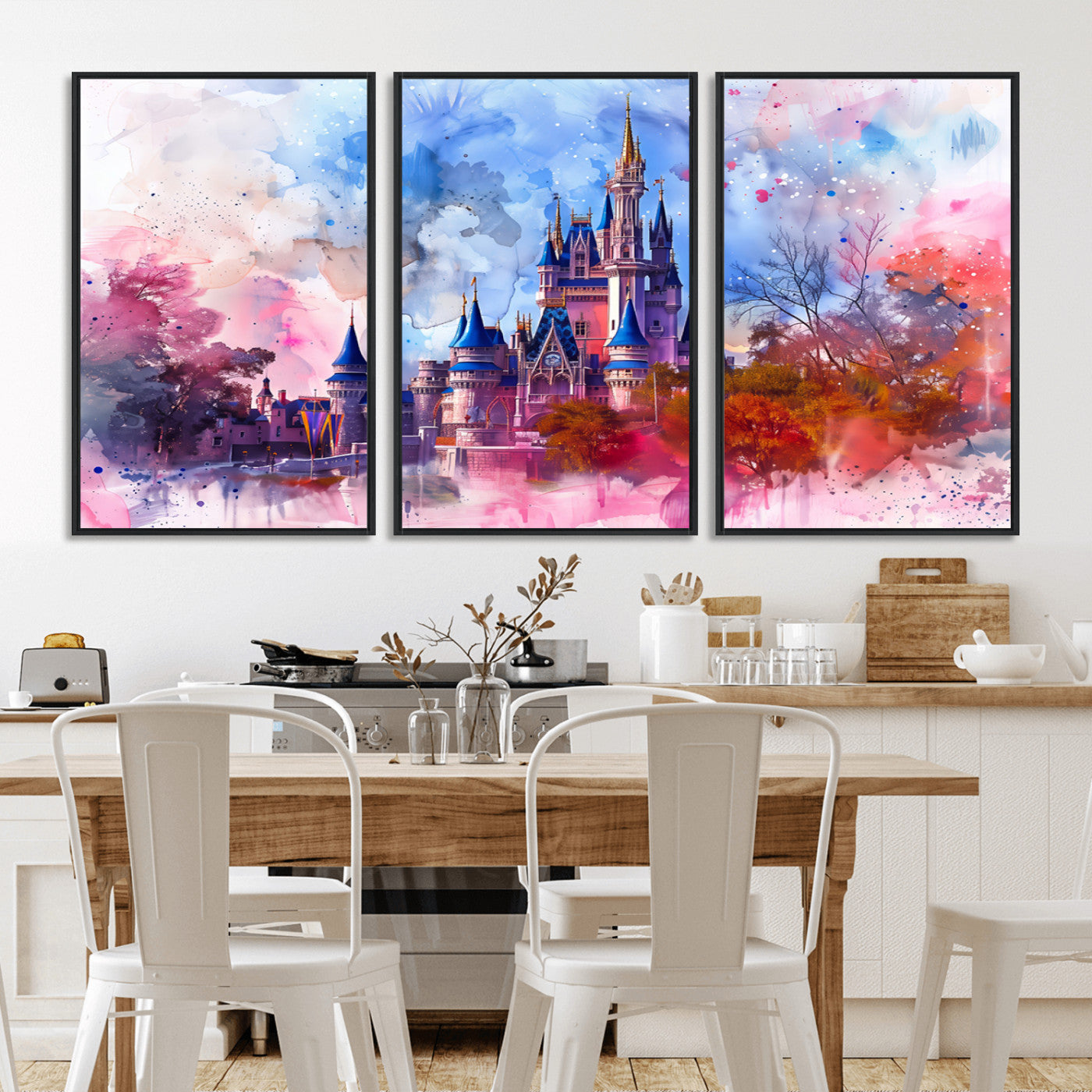 MGV-FC-60X30-3P - Disney Wall Art: Dreamy Watercolor Cinderella Castle Canvas Print