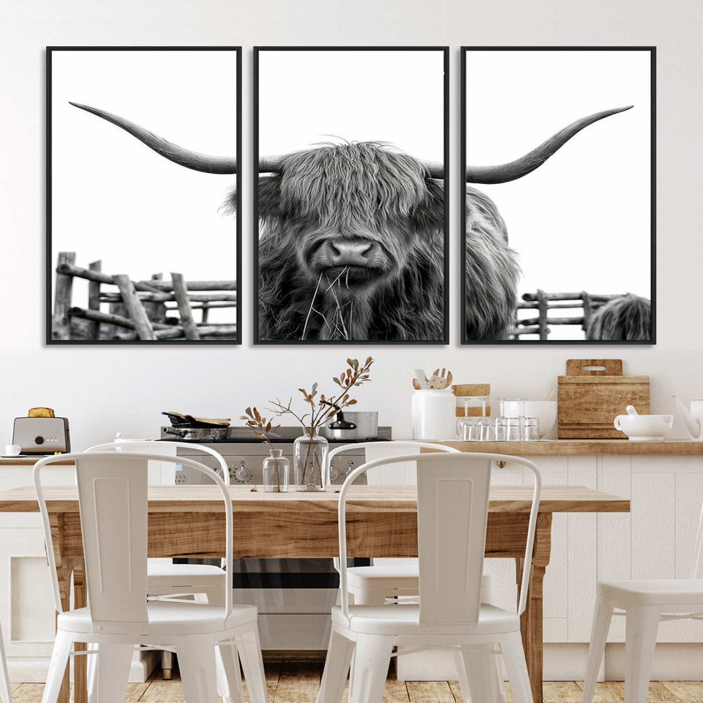 MGV-FC-60X30-3P - Longhorn Canvas Print, Bighorn Cow Wall Art Canvas Print
