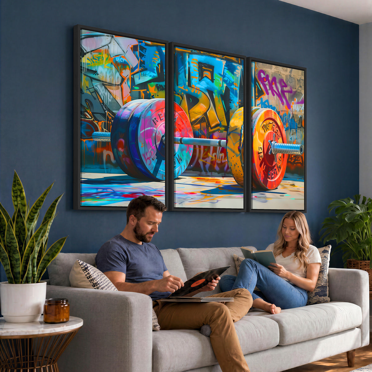 70871-MGV-CV-36X24 - Fitness Gym Barbell Graffiti Wall Art Canvas Print