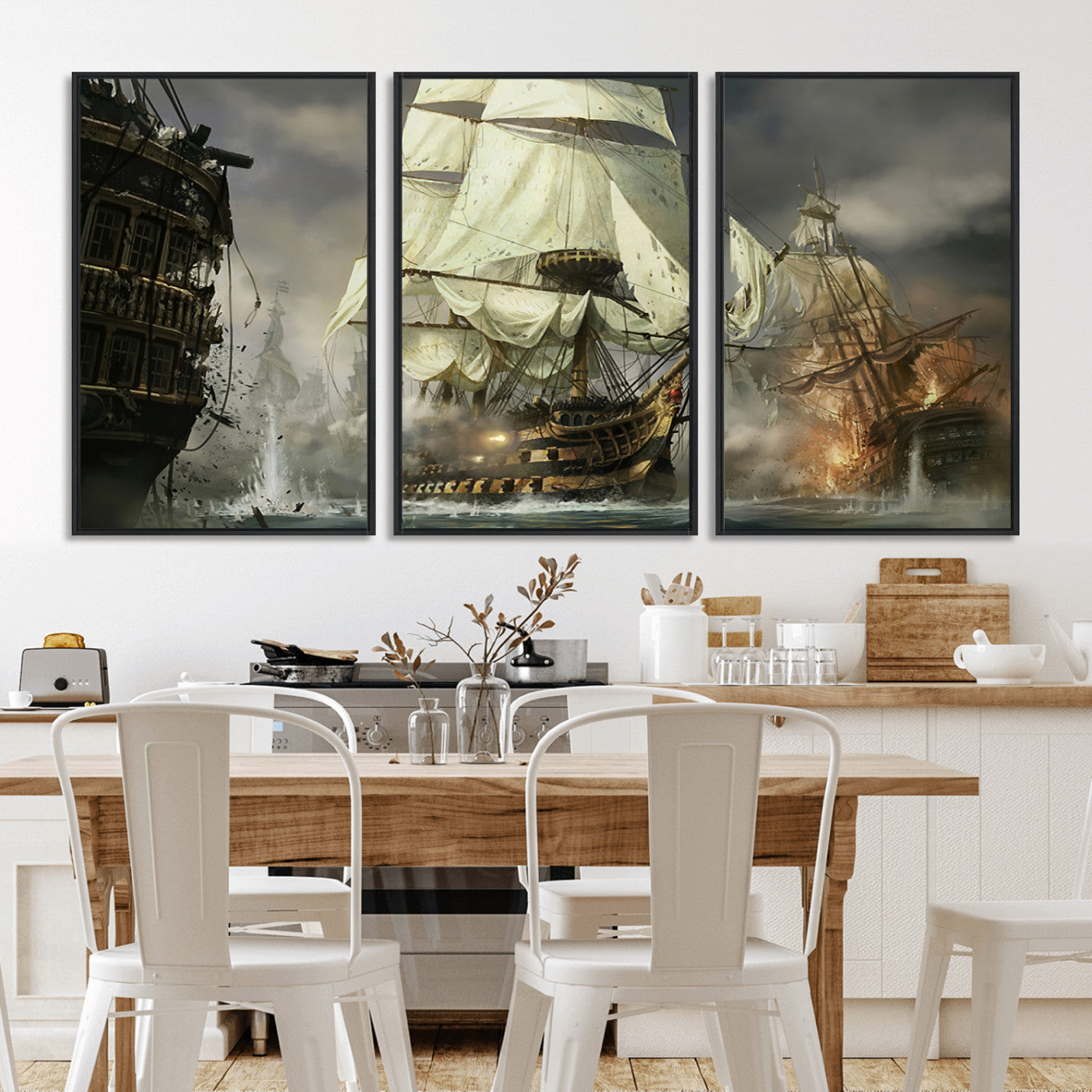 MGV-FC-60X30-3P - Pirate Ship War Wall Art Canvas Print