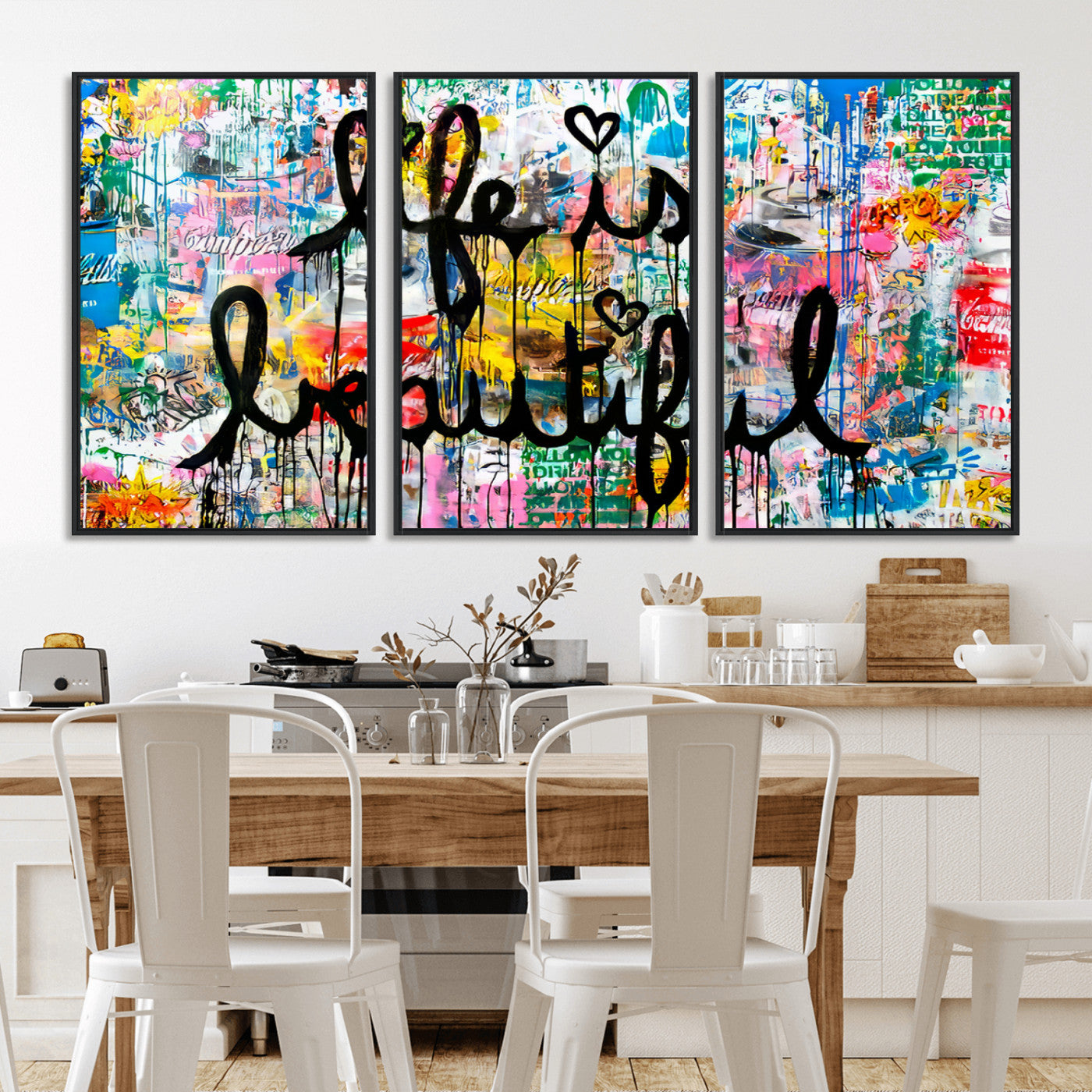 MGV-FC-60X30-3P - Life Beautiful Wall Art Canvas Print | Graffiti Wall Art Canvas Print