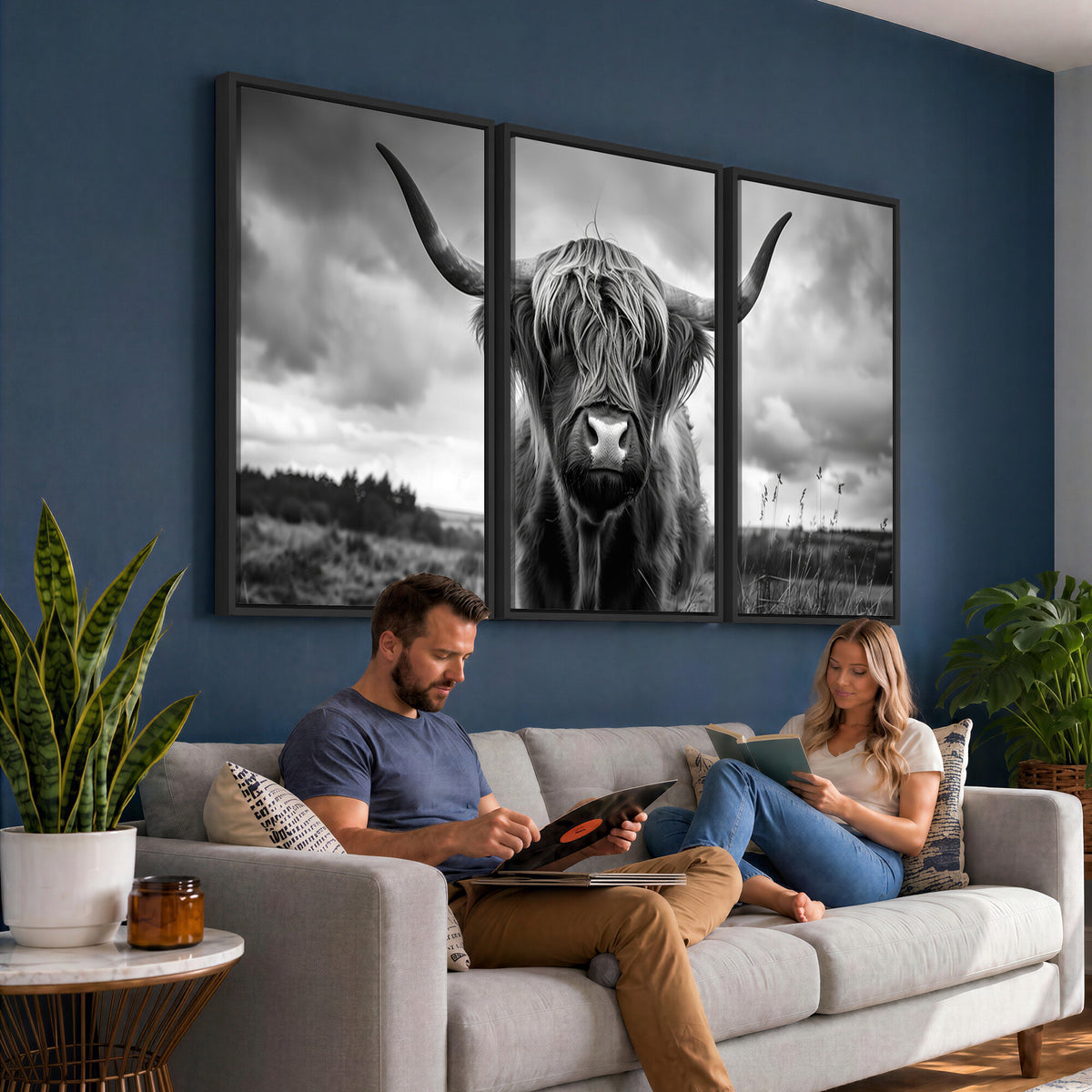 17924-_Poster-30x20 - Scottish Cow Wall Art Canvas Print, Longhorn Wall Art