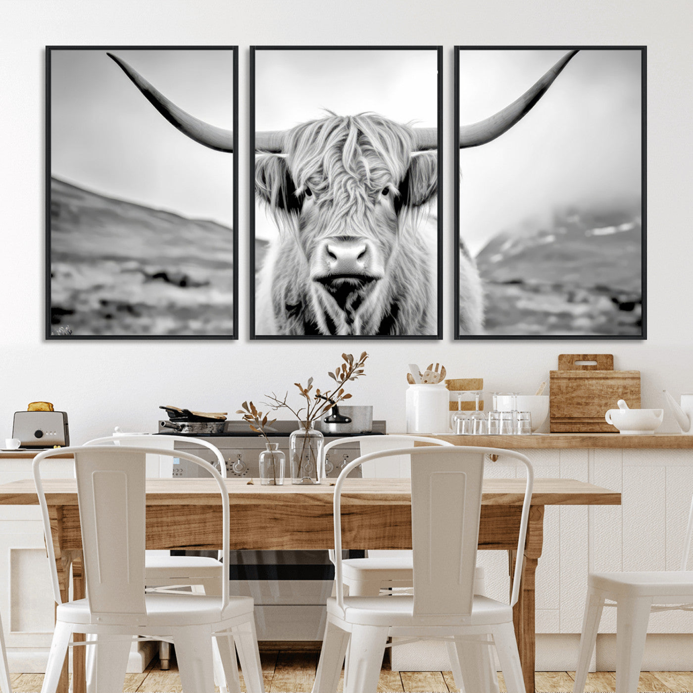 MGV-FC-60X30-3P - Scottish Cow Wall Art Canvas Print