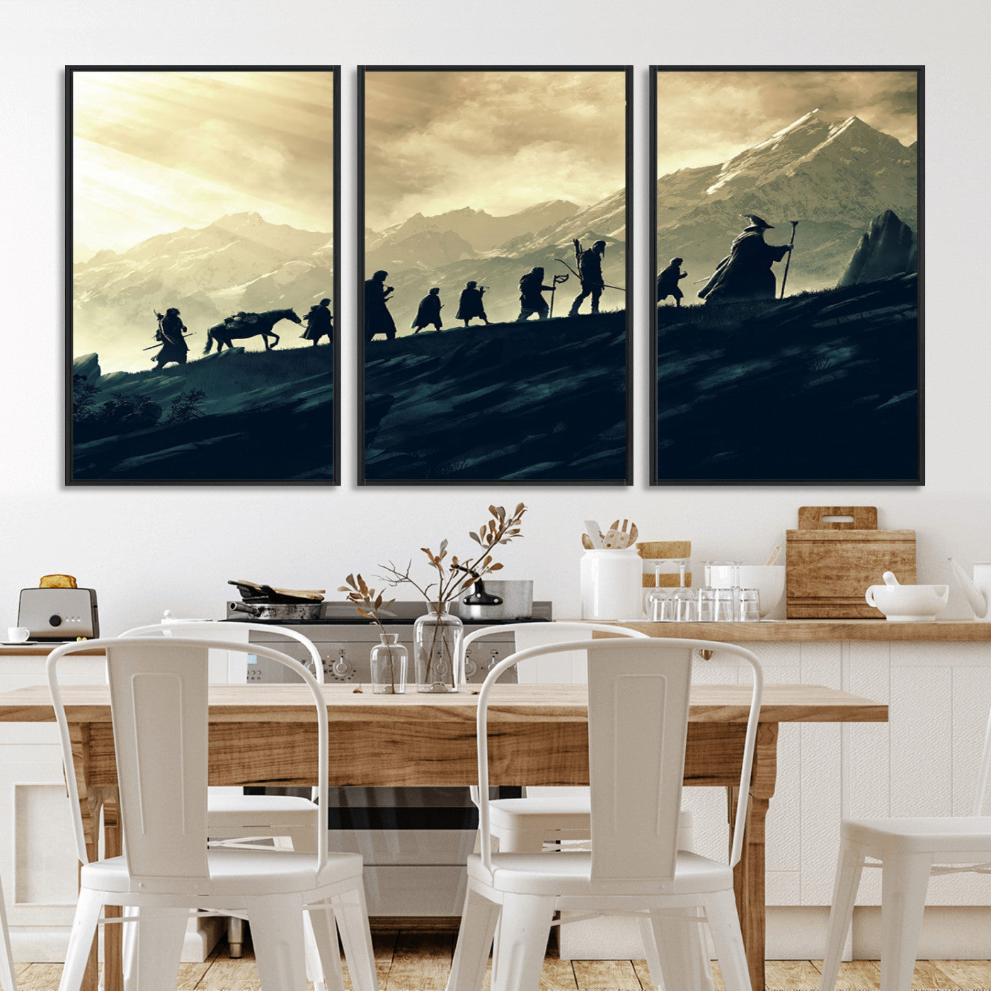 41574-MGV-CV-36X24-Lord of the Rings Silhouette Wall Art Capturing the Epic Quest Through Middle-Earth - The