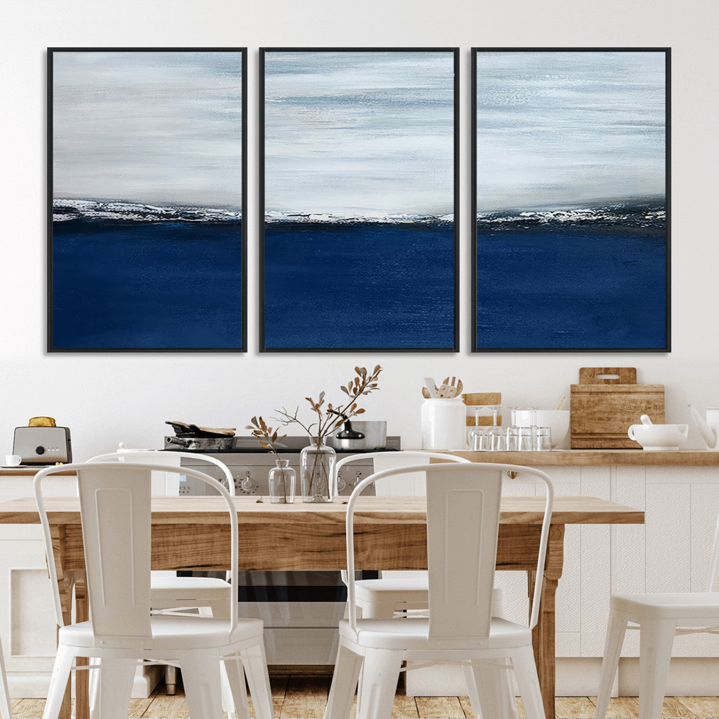 MGV-FC-60X30-3P - Navy Blue Abstract Wall Art Canvas Print