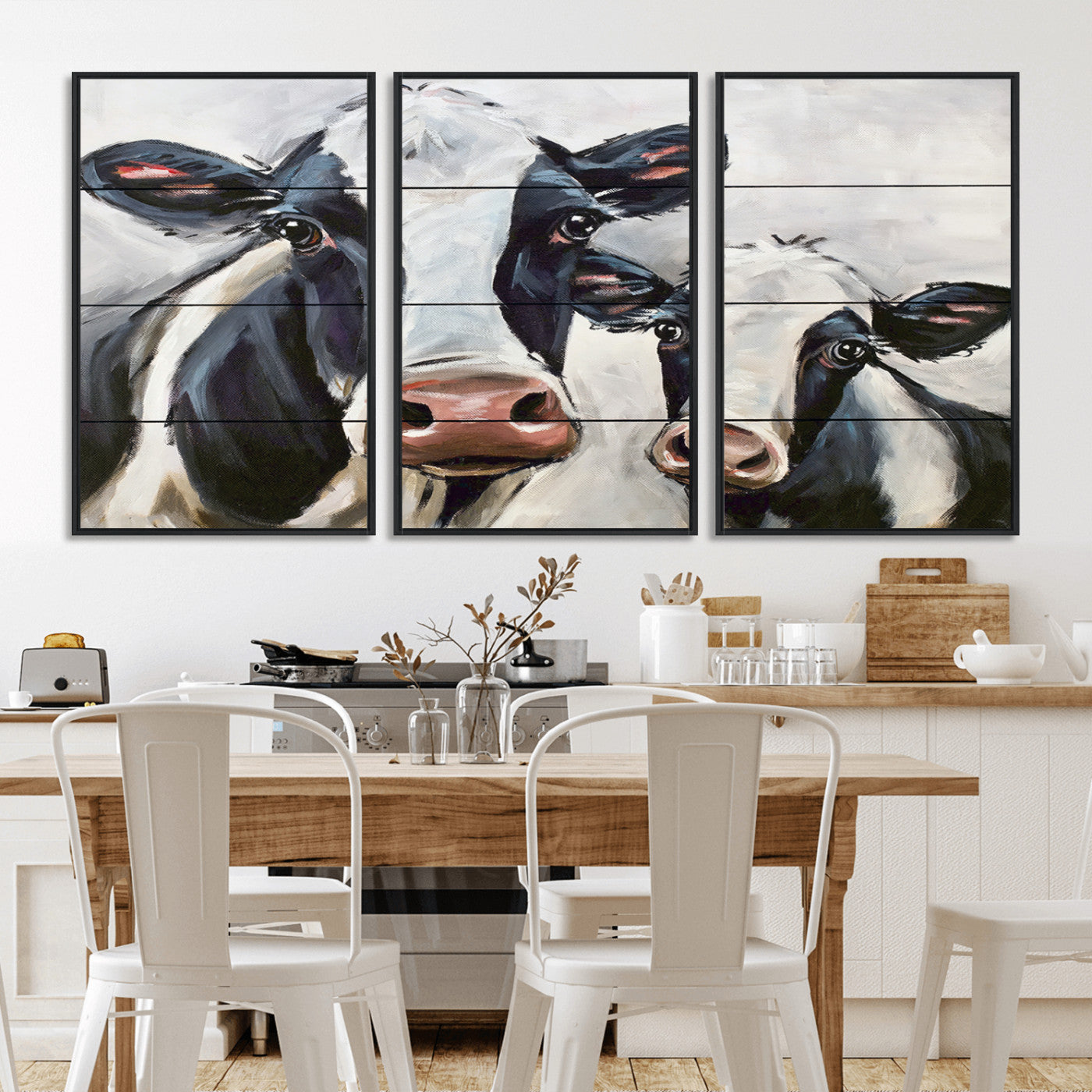 28934-MGV-FC-60X30-3P_Black-Vintage Baby and Mom Cattle Wall Art Canvas Print