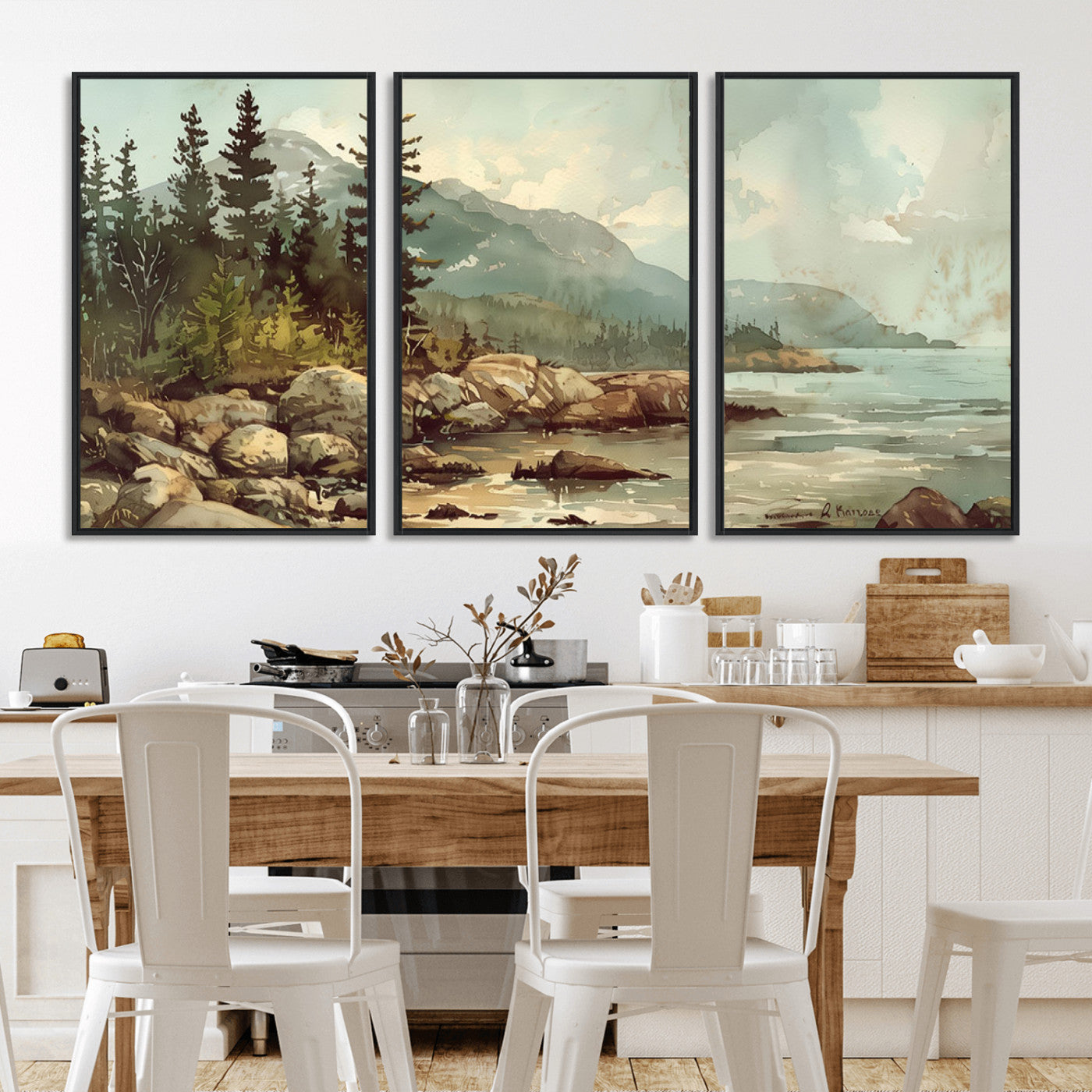 MGV-FC-60X30-3P - Abstract Acadia National Park Wall Art Canvas Print - Stunning 3-Panel Wall Art Canvas Print, Framed, Ready to Hang