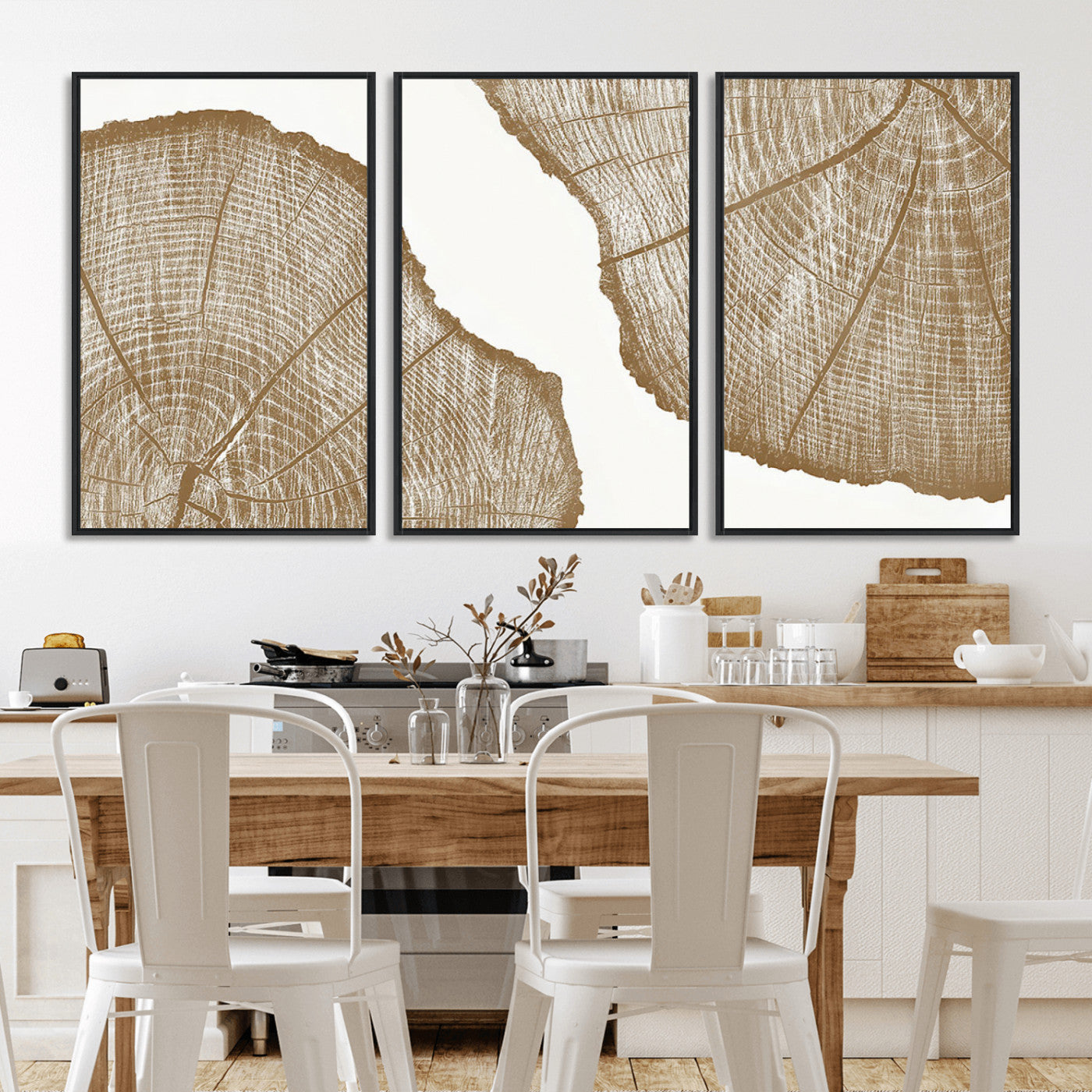 -Rustic Brown Tree Ring Wall Art Canvas Print – Framed and Ready to Hang – Elegant Nature-Inspired