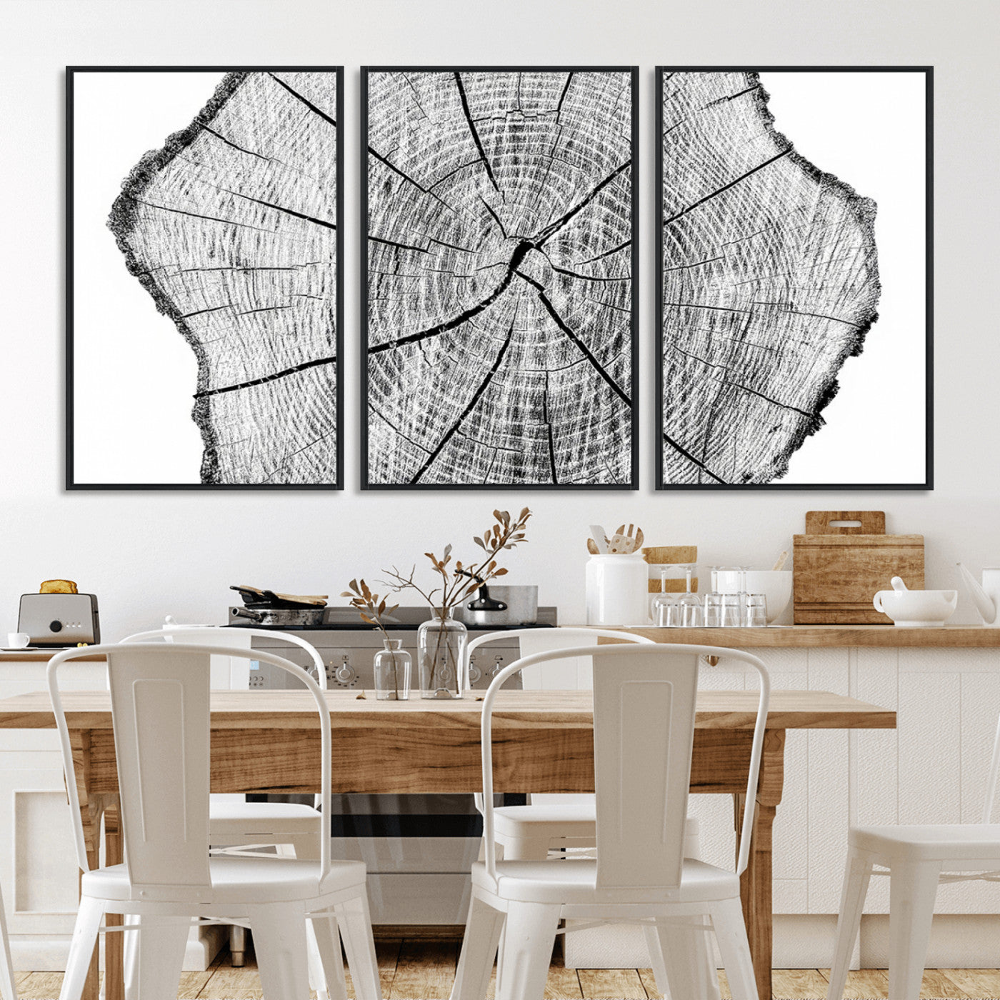-Rustic Tree Ring Wall Art Canvas Print – Framed and Ready to Hang – Perfect for Nature-Inspired and