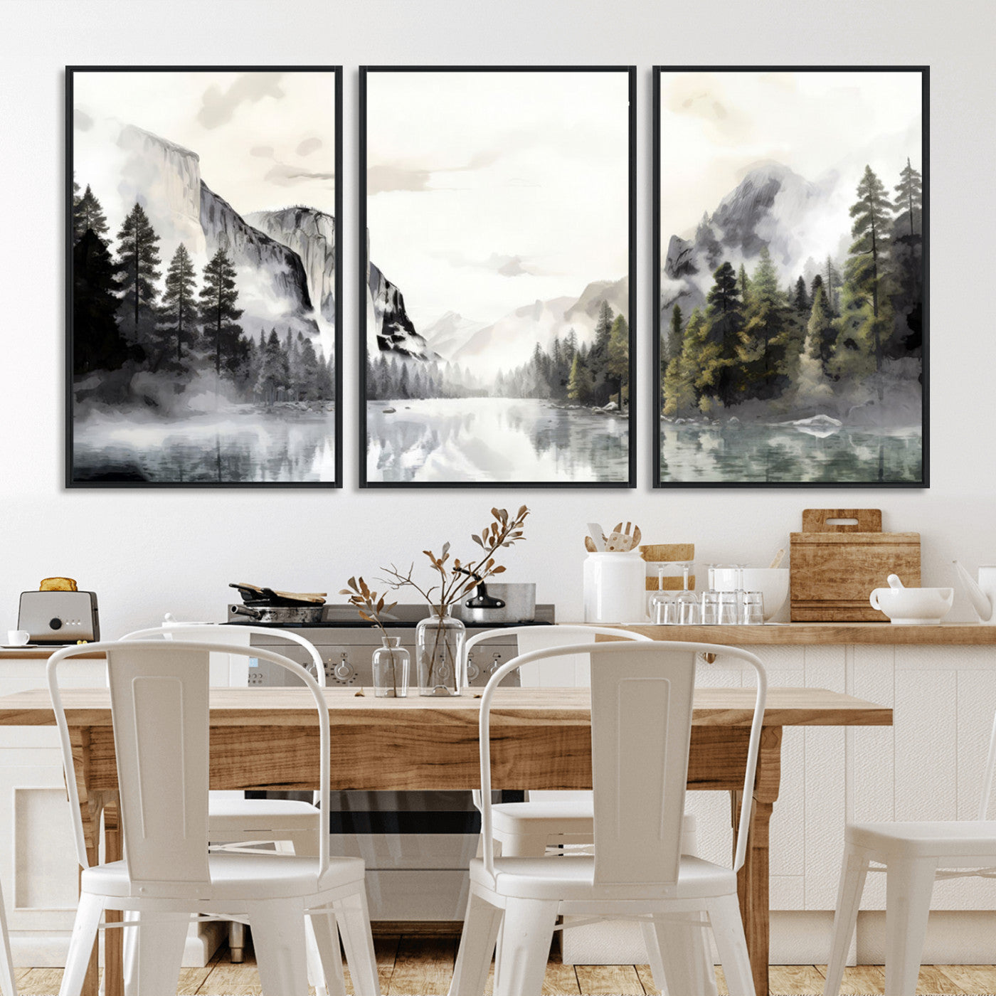 MGV-FC-60X30-3P - Yosemite Valley Wall Art Canvas Print – Framed and Ready to Hang – Majestic Nature Landscape Décor