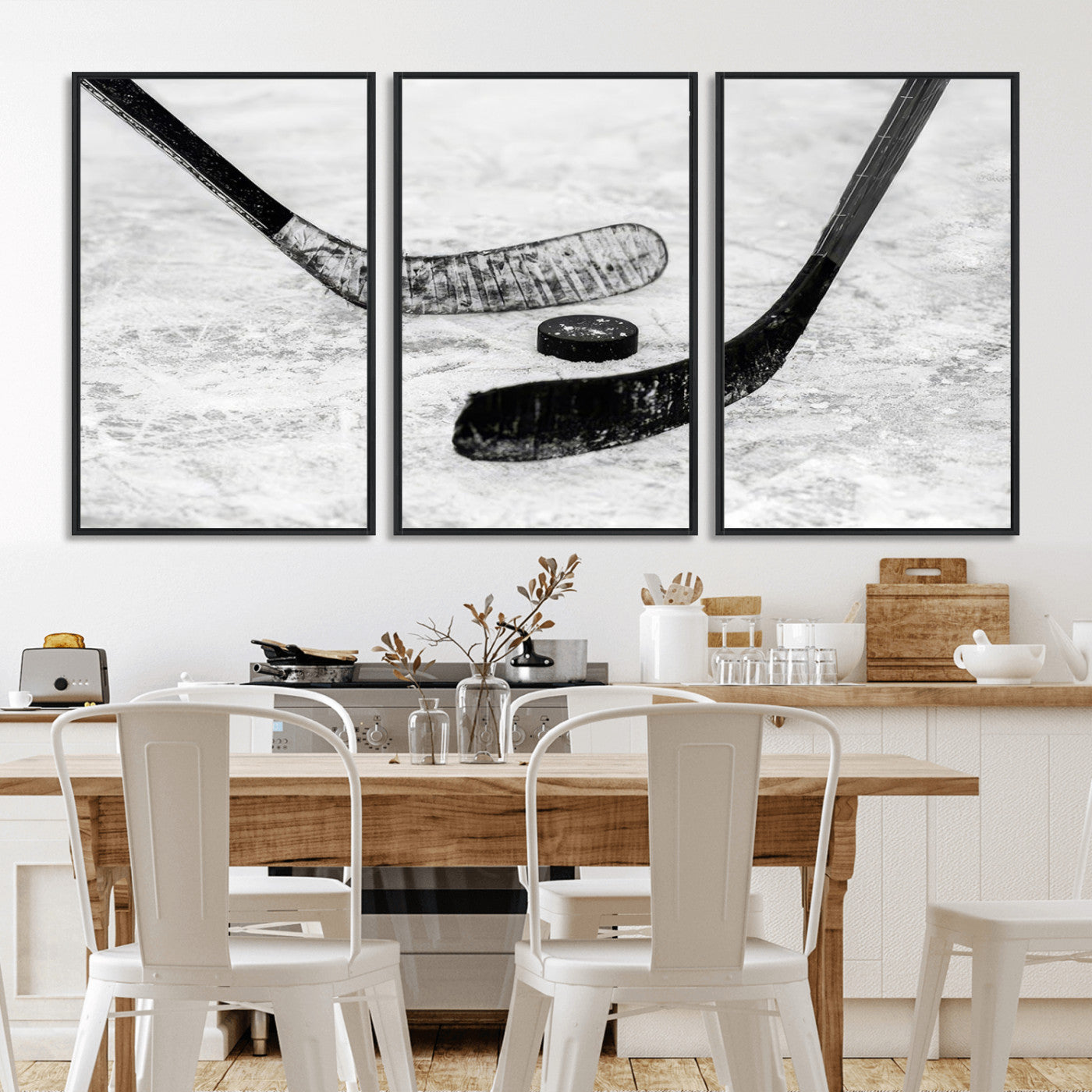 MGV-FC-60X30-3P - Winter Ice Hockey Sport Canvas Wall Art Print - Hockey Wall Art Print