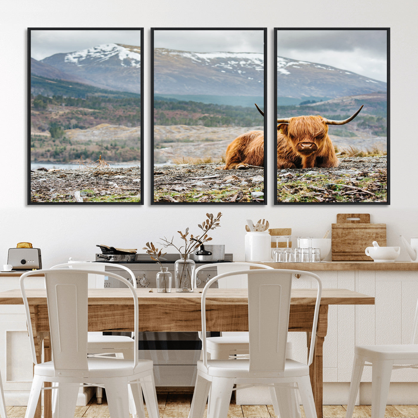 -Highland Cow Horn Farm Wall Art Canvas Print