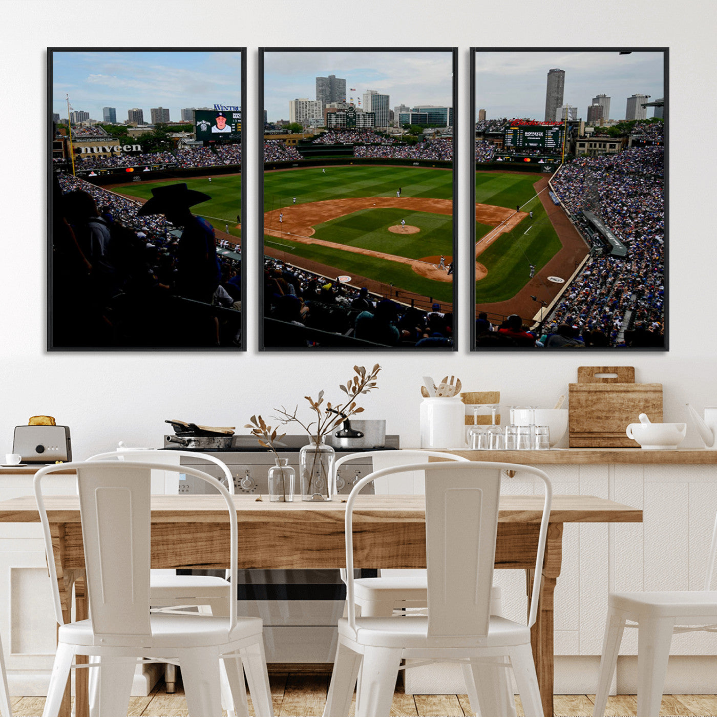 MGV-FC-60X30-3P - Chicago Cubs Baseball Team Print - Wrigley Field Stadium Wall Art Canvas Print