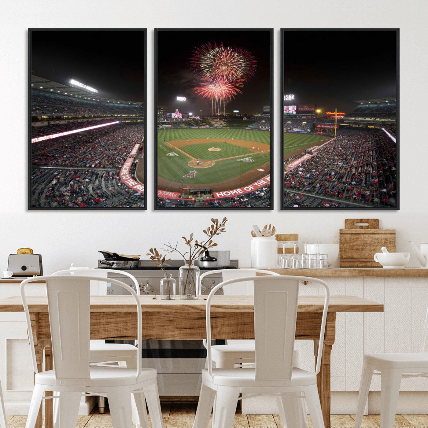 MGV-FC-60X30-3P - Fireworks at Angel Stadium – Los Angeles Angels Night Game Canvas Print, Framed, Ready to Hang
