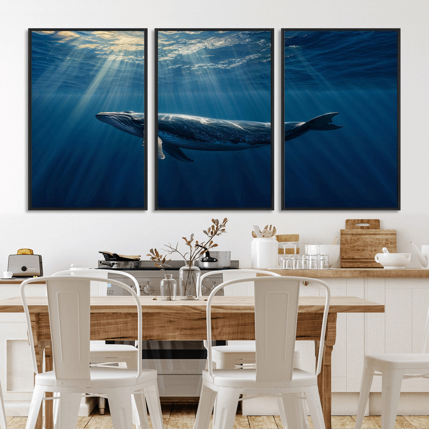 -Whale under Ocean Wall Art Canvas Print