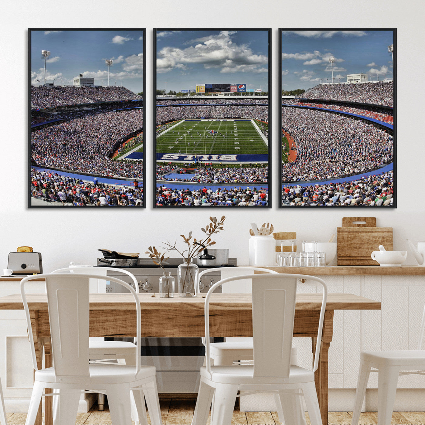 MGV-FC-60X30-3P - Buffalo Bills Highmark Stadium Wall Art Canvas Print - Bills Stadium Game Day Triple Canvas Wall Art - Buffalo Bills NFL Match