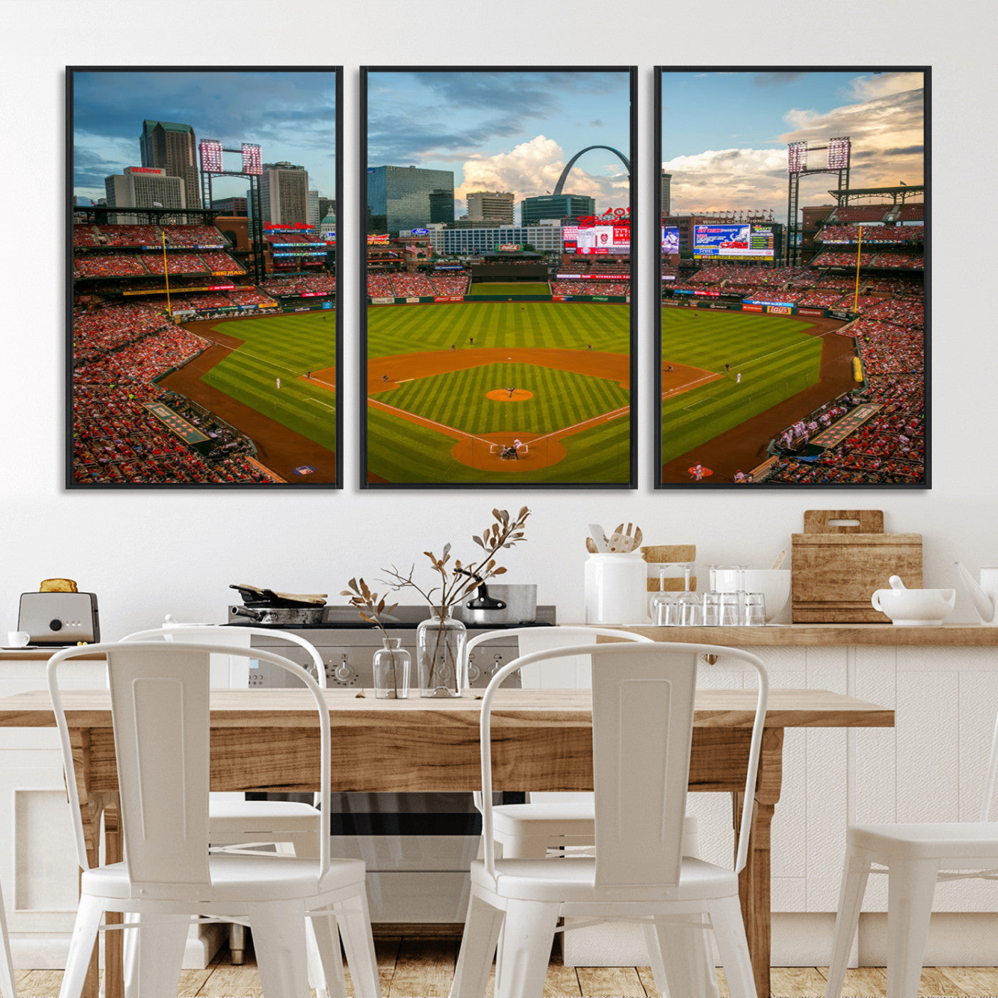 MGV-FC-60X30-3P - Busch Stadium Wall Art Print | St. Louis Cardinals Baseball Stadium Canvas Print | Framed Sports Decor for Living Room, Man Cave Decor