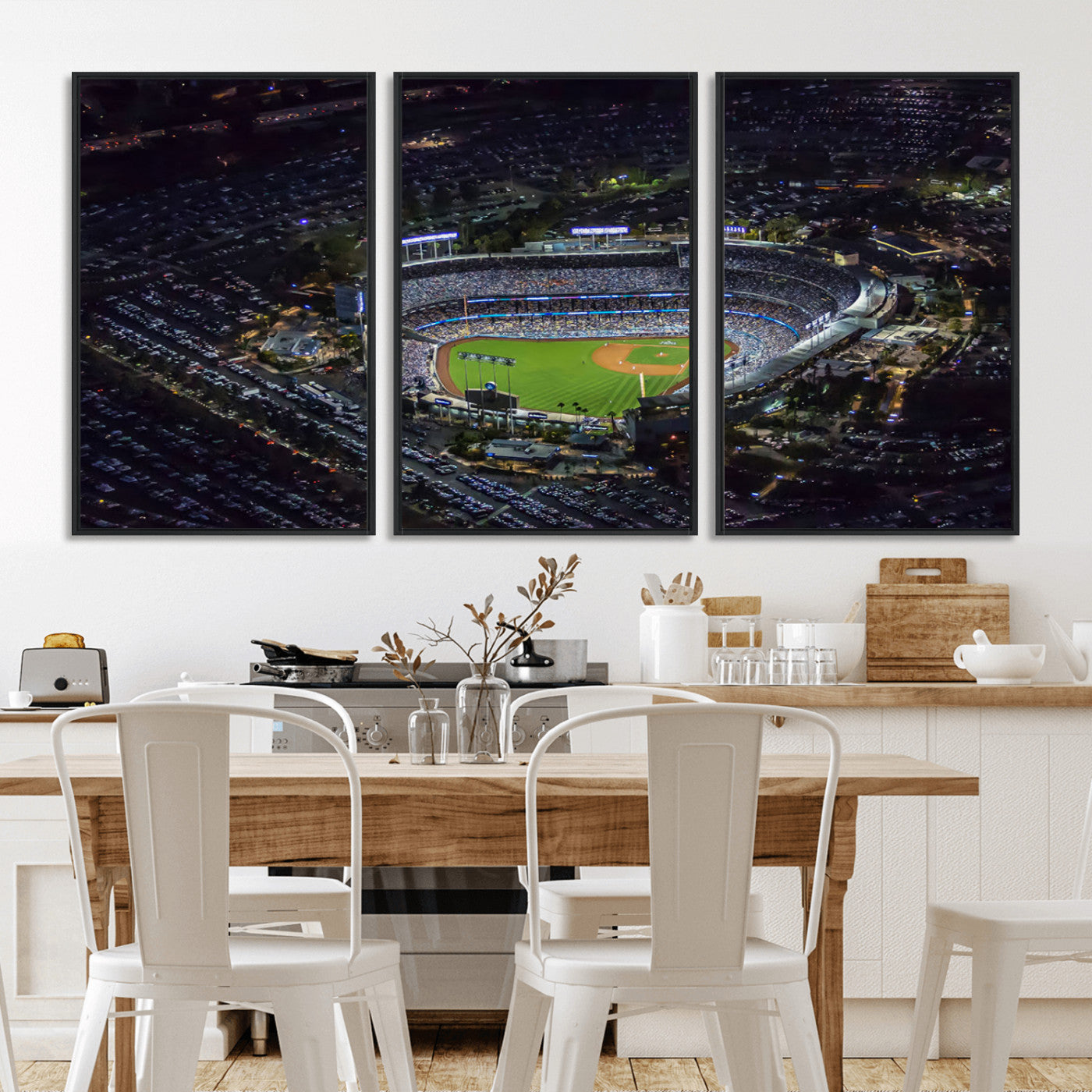 MGV-FC-60X30-3P - Los Angeles Dodgers Baseball Team Print - California Dodger Stadium Wall Art Canvas Print