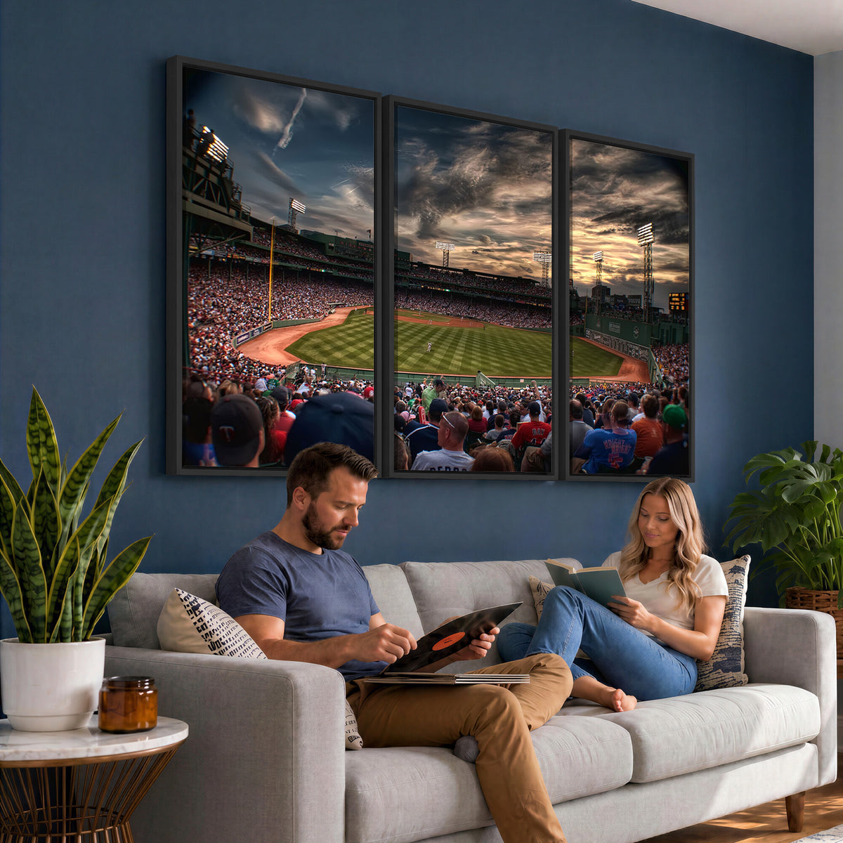 53432-MGV-CV-36X24 - Boston Red Sox Baseball Team Print, Massachusetts Fenway Park Stadium Wall Art Canvas Print