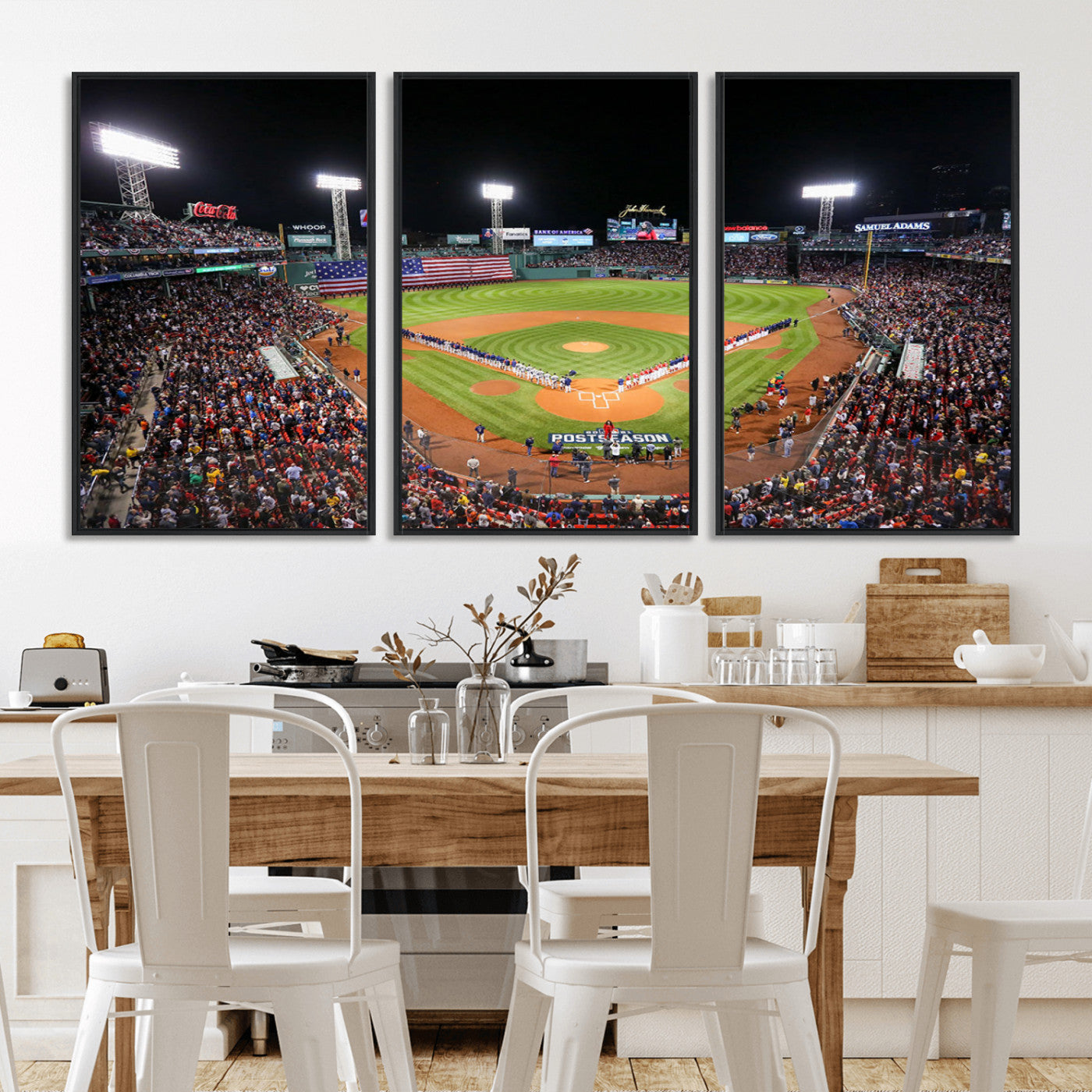 MGV-FC-60X30-3P - Fenway Park Wall Art Canvas Print | Large Baseball Stadium Canvas Print for Boston Red Sox Fans | Framed Ready-to-Hang Boston Sports Decor Artwork