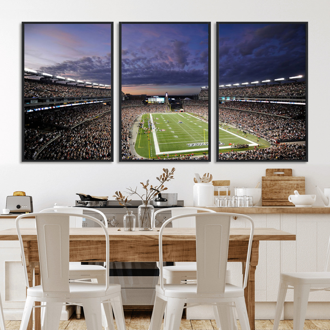 MGV-FC-60X30-3P - New England Patriots Football Team Print - Foxborough Gillette Stadium Wall Art Canvas Print