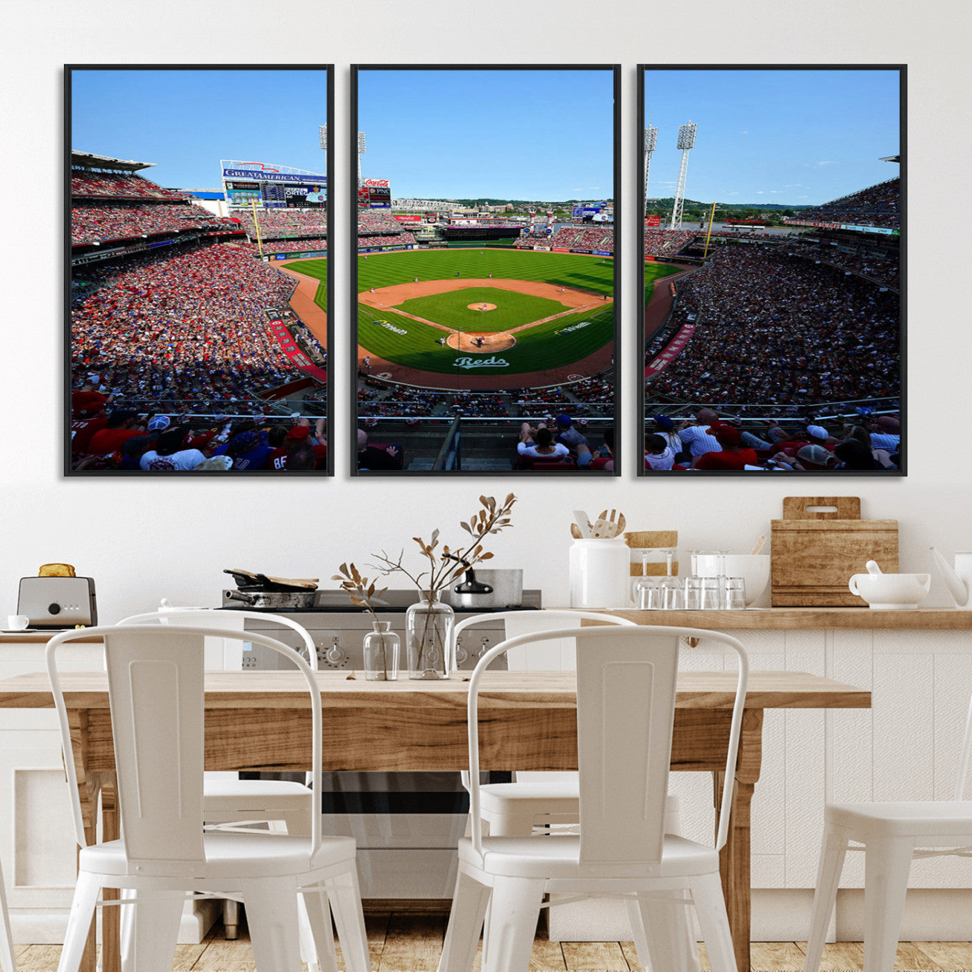 MGV-FC-60X30-3P - Cincinnati Reds Baseball Team Print - Great American Ball Park Stadium Wall Art Canvas Print