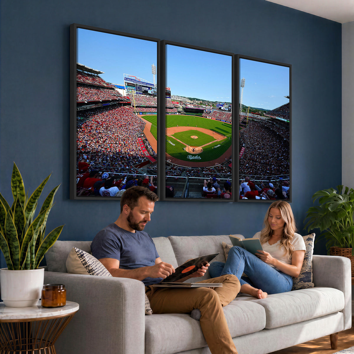 90998-MGV-CV-36X24 - Cincinnati Reds Baseball Canvas Print | Great American Ball Park Stadium Wall Art
