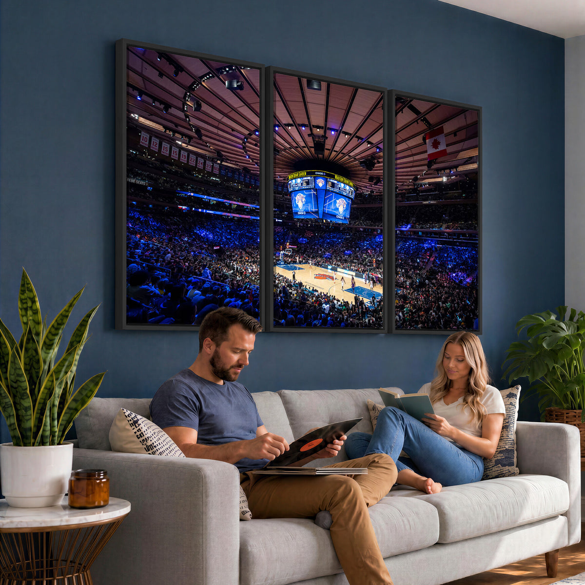 20491-MGV-CV-36X24 - Madison Square Garden Basketball Print Canvas, Basketball Game Triple Canvas Wall Art