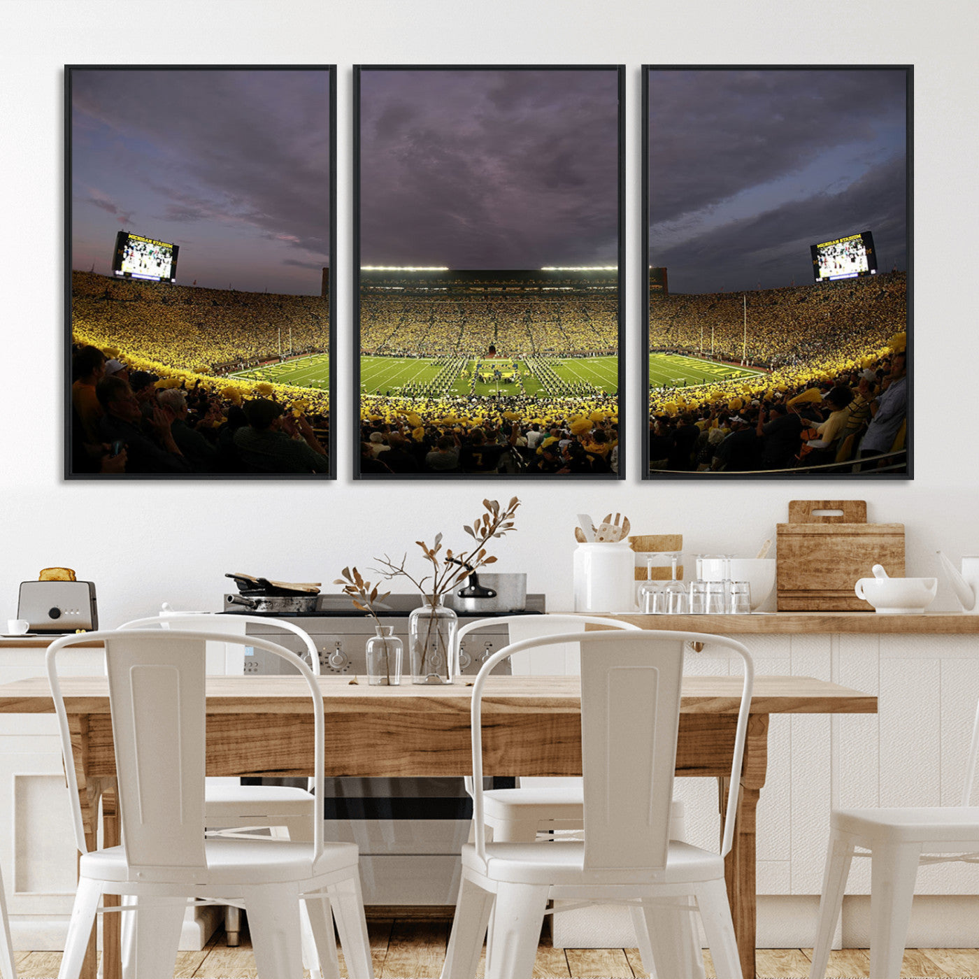 MGV-FC-60X30-3P - Michigan Wolverines Football Team Print - Michigan Stadium Wall Art Canvas Print