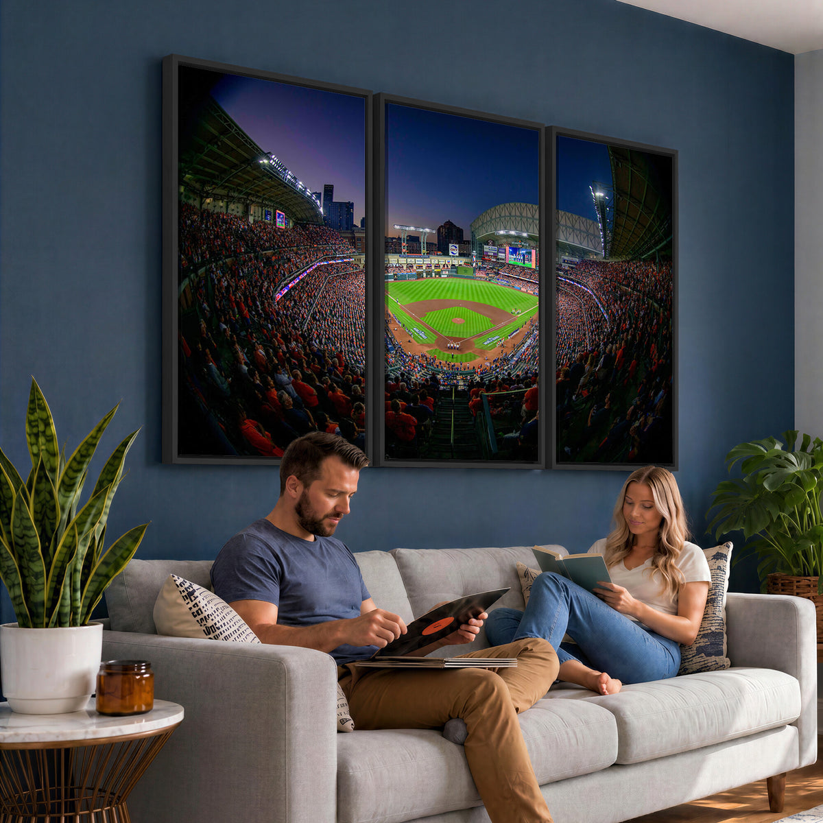 44322-MGV-CV-36X24 - Houston Astros Baseball Print Canvas, Houston Minute Maid Park Stadium Wall Art