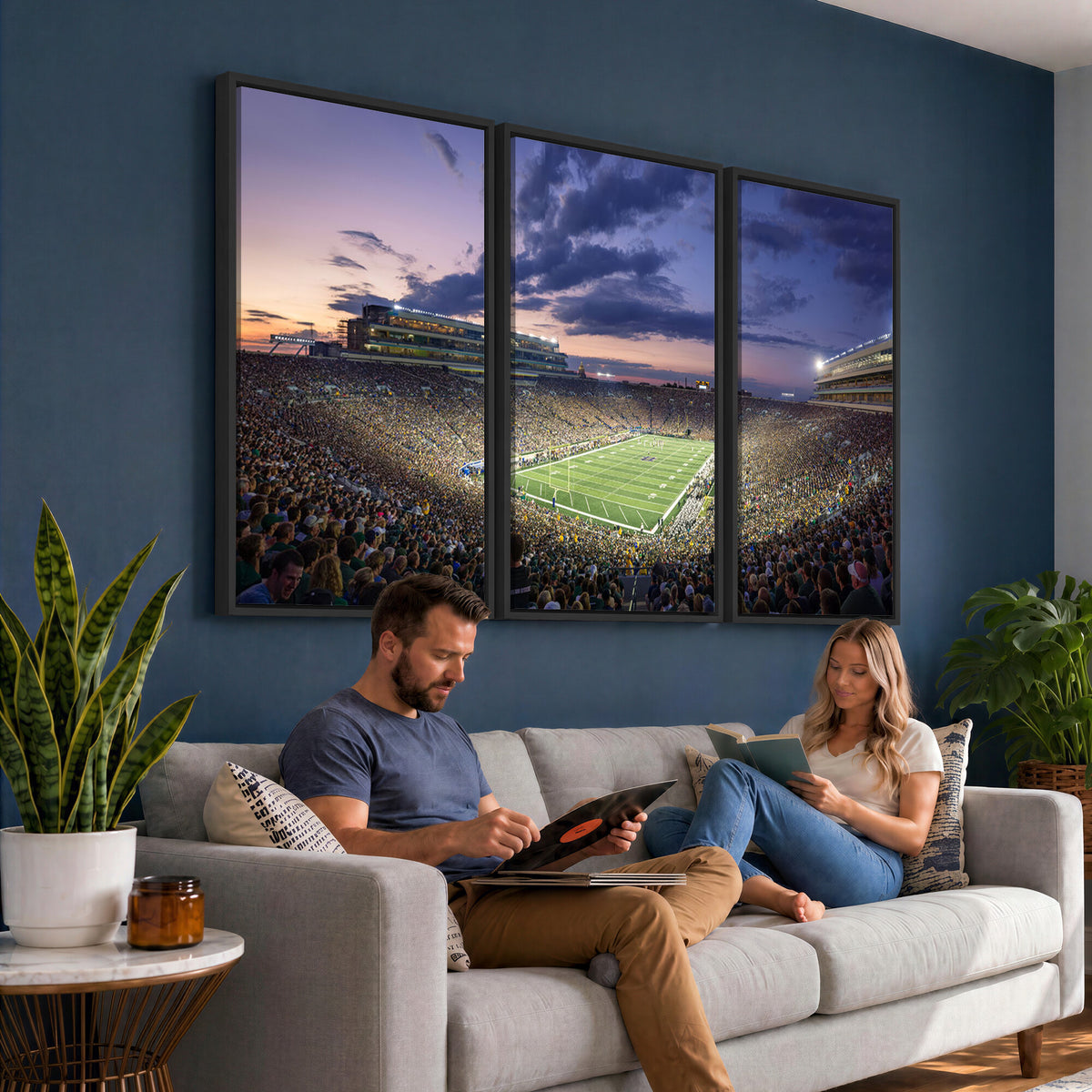 50825-MGV-CV-36X24 - Notre Dame Fighting Irish Football Team Print, Notre Dame Stadium Wall Art Canvas Print